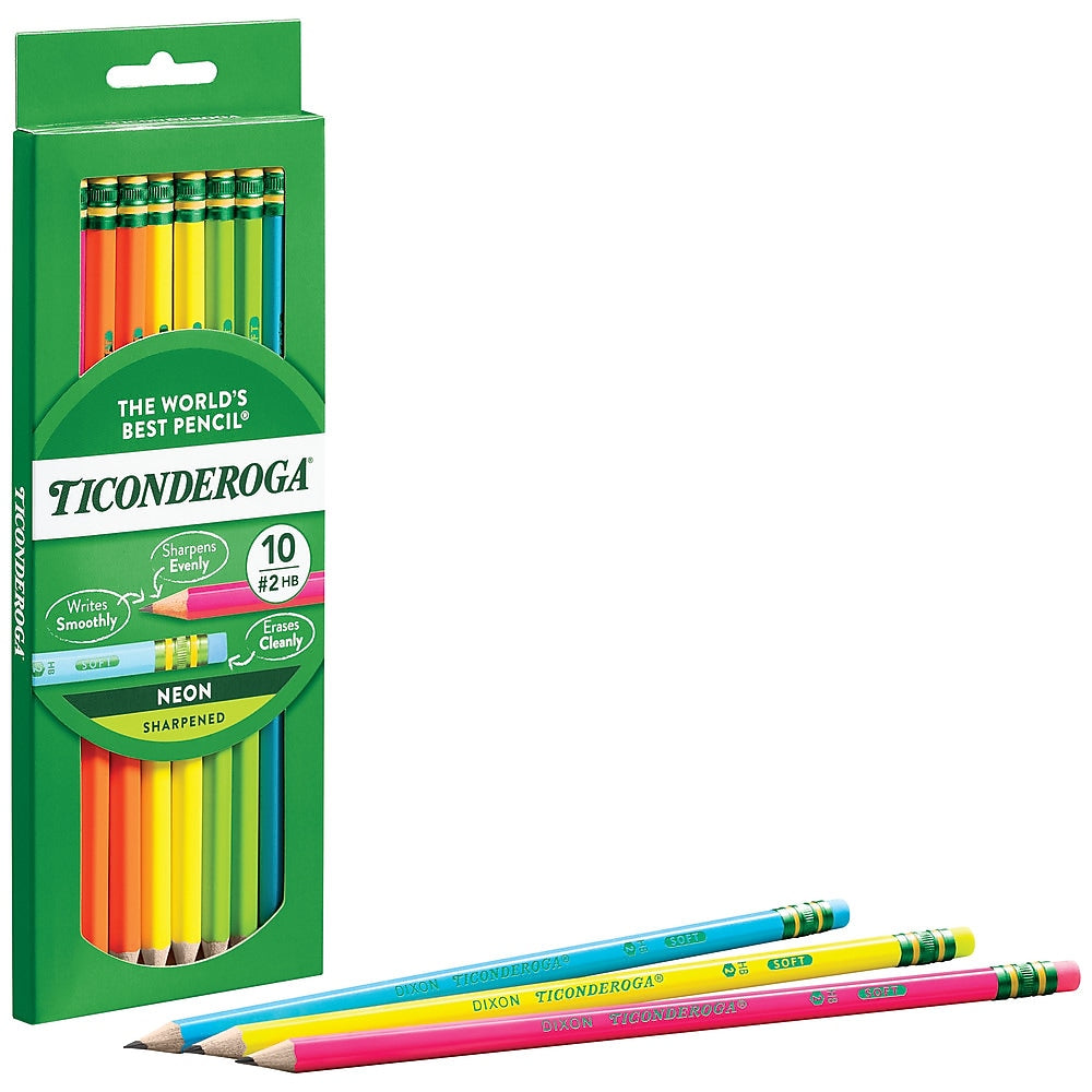 Ticonderoga Pre-Sharpened Wooden Pencil, #2 Soft Lead, 10/Pack
