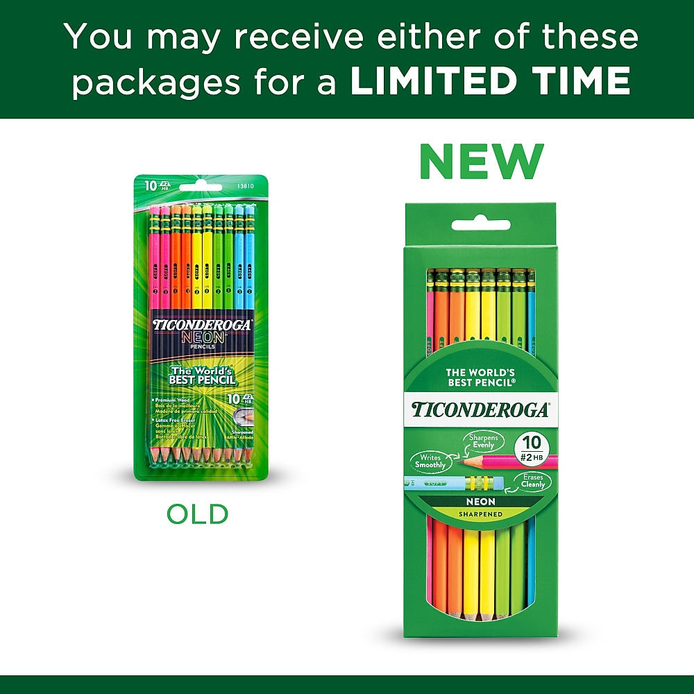 Ticonderoga Pre-Sharpened Wooden Pencil, #2 Soft Lead, 10/Pack