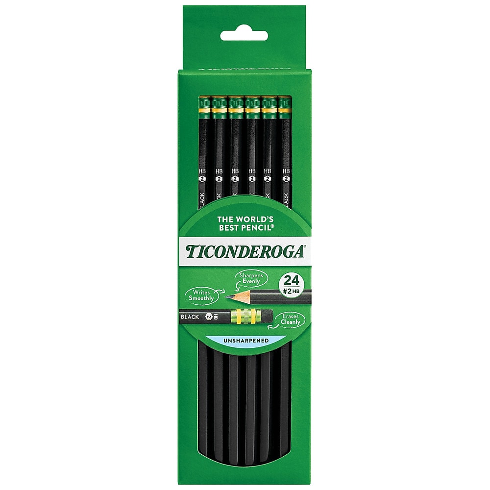 Ticonderoga The World's Best Pencil Wooden Pencil, 2.2mm, #2 Soft Lead, 2 Dozen
