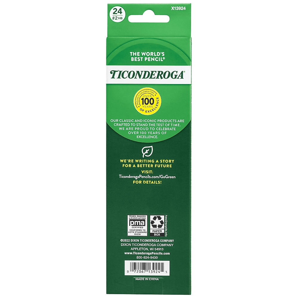 Ticonderoga The World's Best Pencil Wooden Pencil, 2.2mm, #2 Soft Lead, 2 Dozen