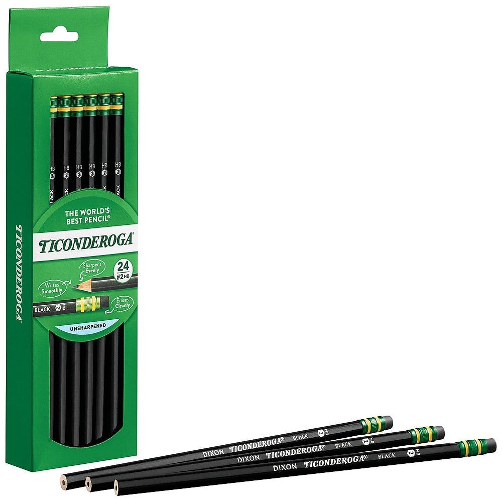 Ticonderoga The World's Best Pencil Wooden Pencil, 2.2mm, #2 Soft Lead, 2 Dozen