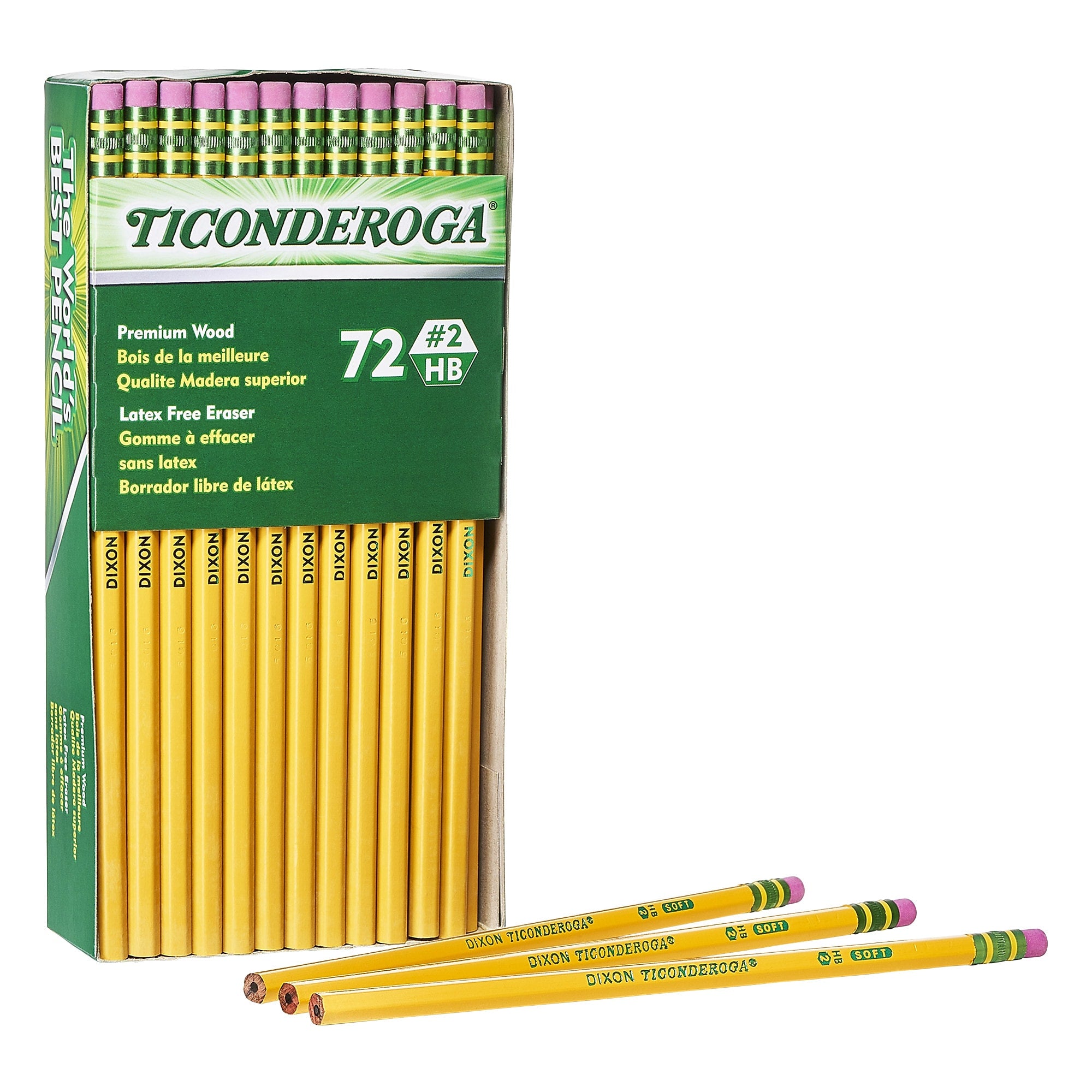 Ticonderoga The World's Best Pencil Wooden Pencil, 2.2mm, #2 Soft Lead, 72/Pack