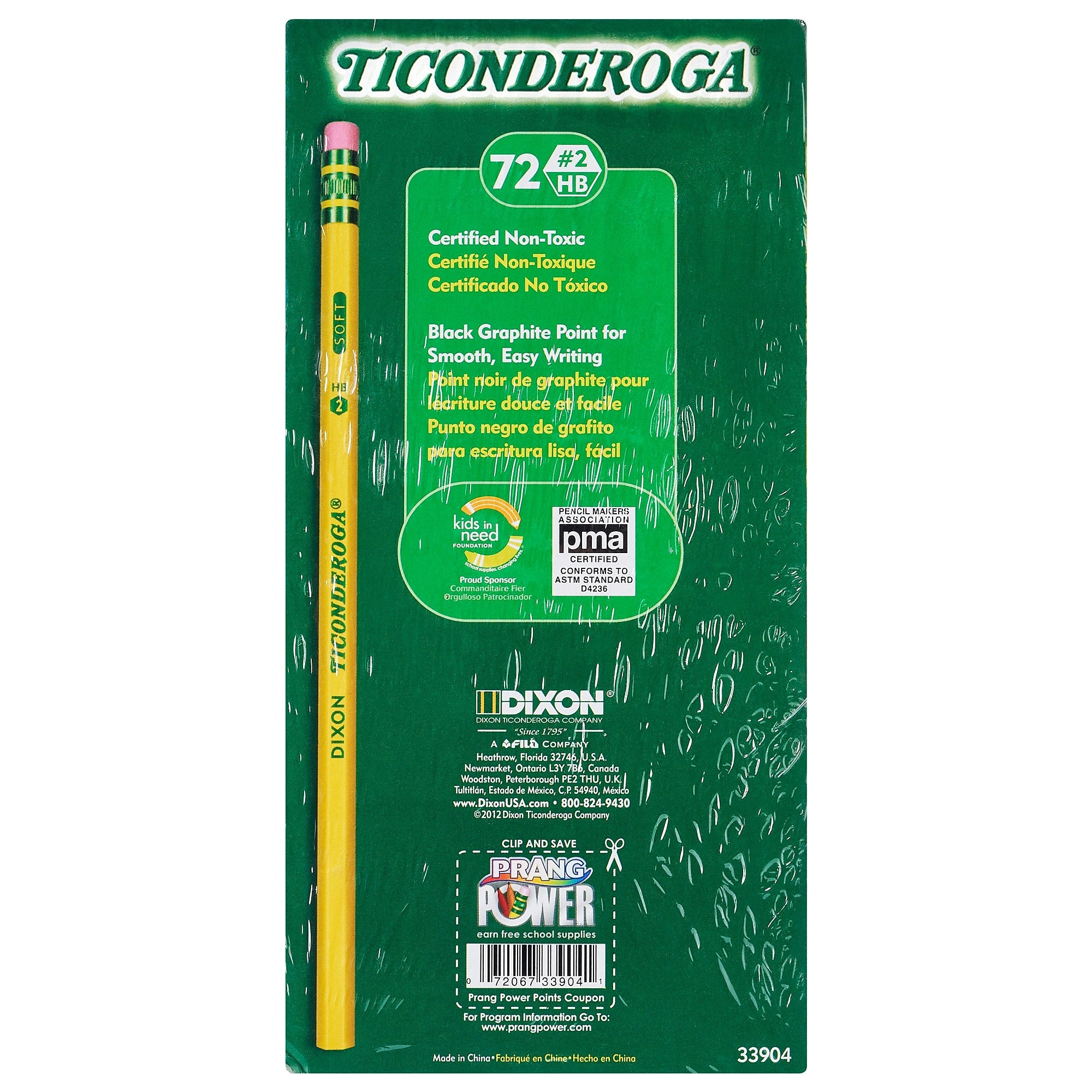 Ticonderoga The World's Best Pencil Wooden Pencil, 2.2mm, #2 Soft Lead, 72/Pack