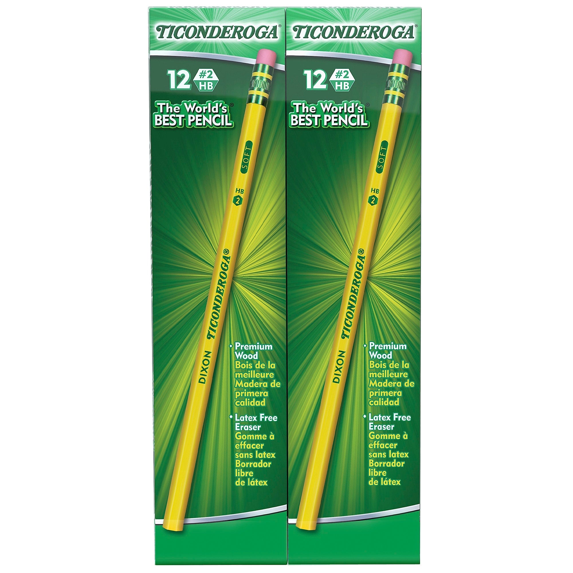 Ticonderoga The World's Best Pencil Wooden Pencil, 2.2mm, #2 Soft Lead, 96/Pack