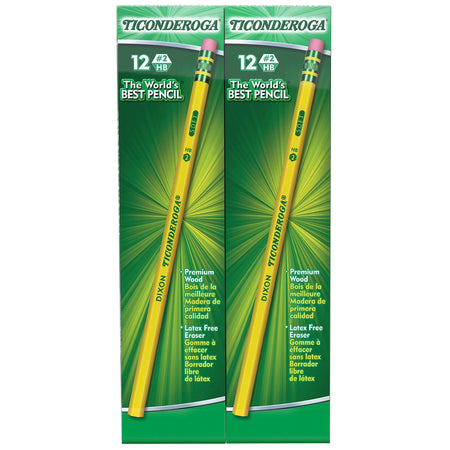 Ticonderoga The World's Best Pencil Wooden Pencil, 2.2mm, #2 Soft Lead, 96/Pack