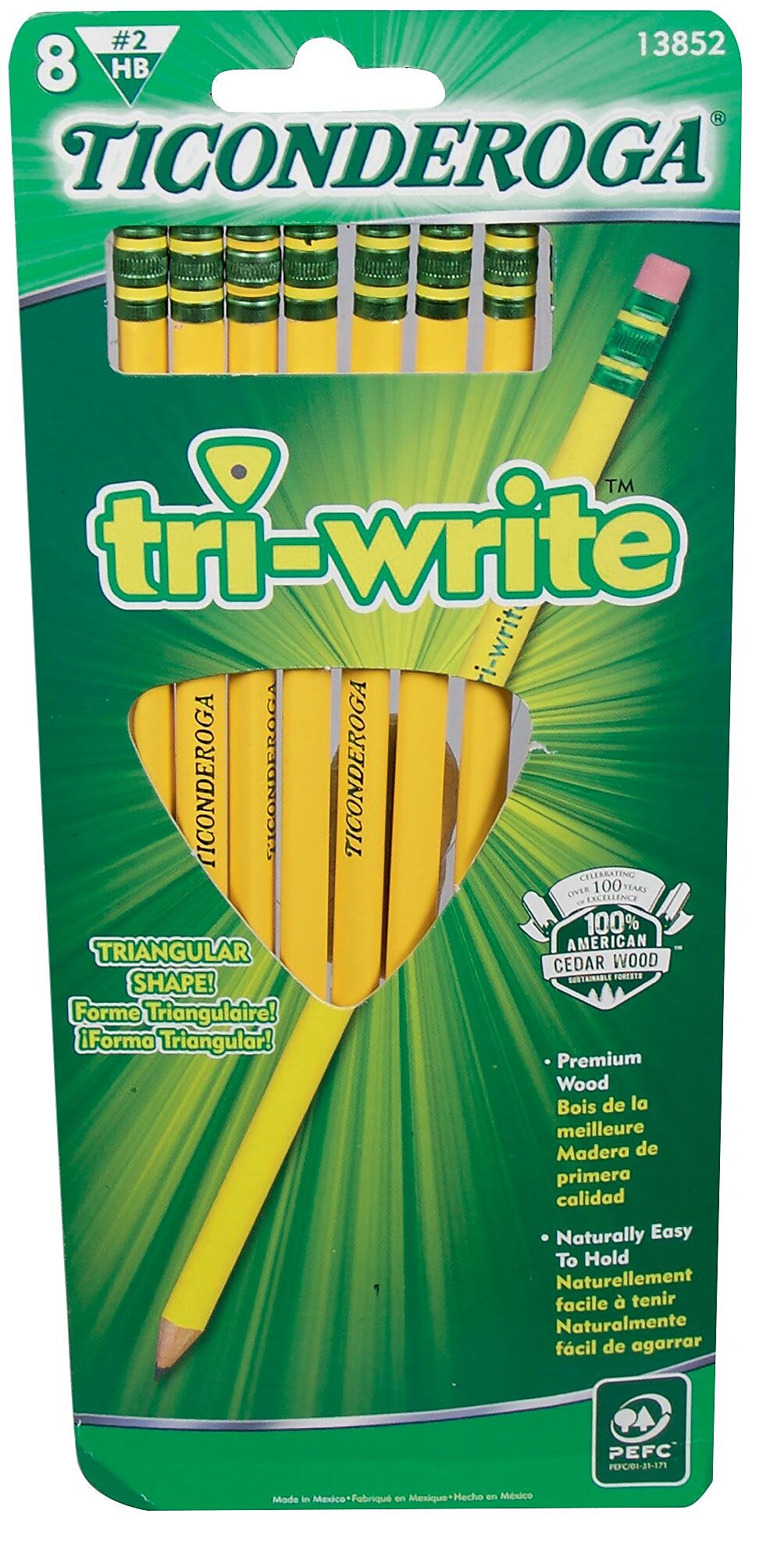 Ticonderoga Wooden Pencil, 0.7mm, #2 Soft Lead, 8/Pack