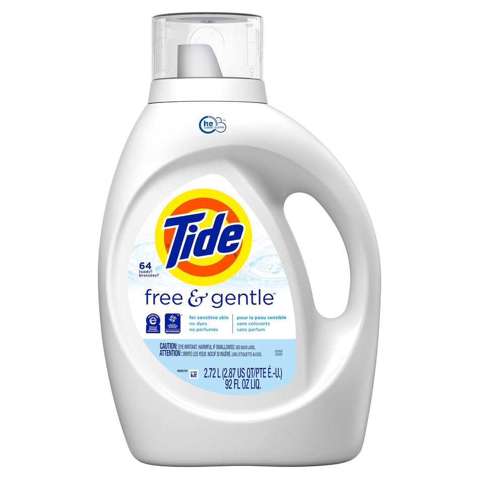 Tide Free & Gentle HE Liquid Laundry Detergent, 64 Loads, 92 oz.