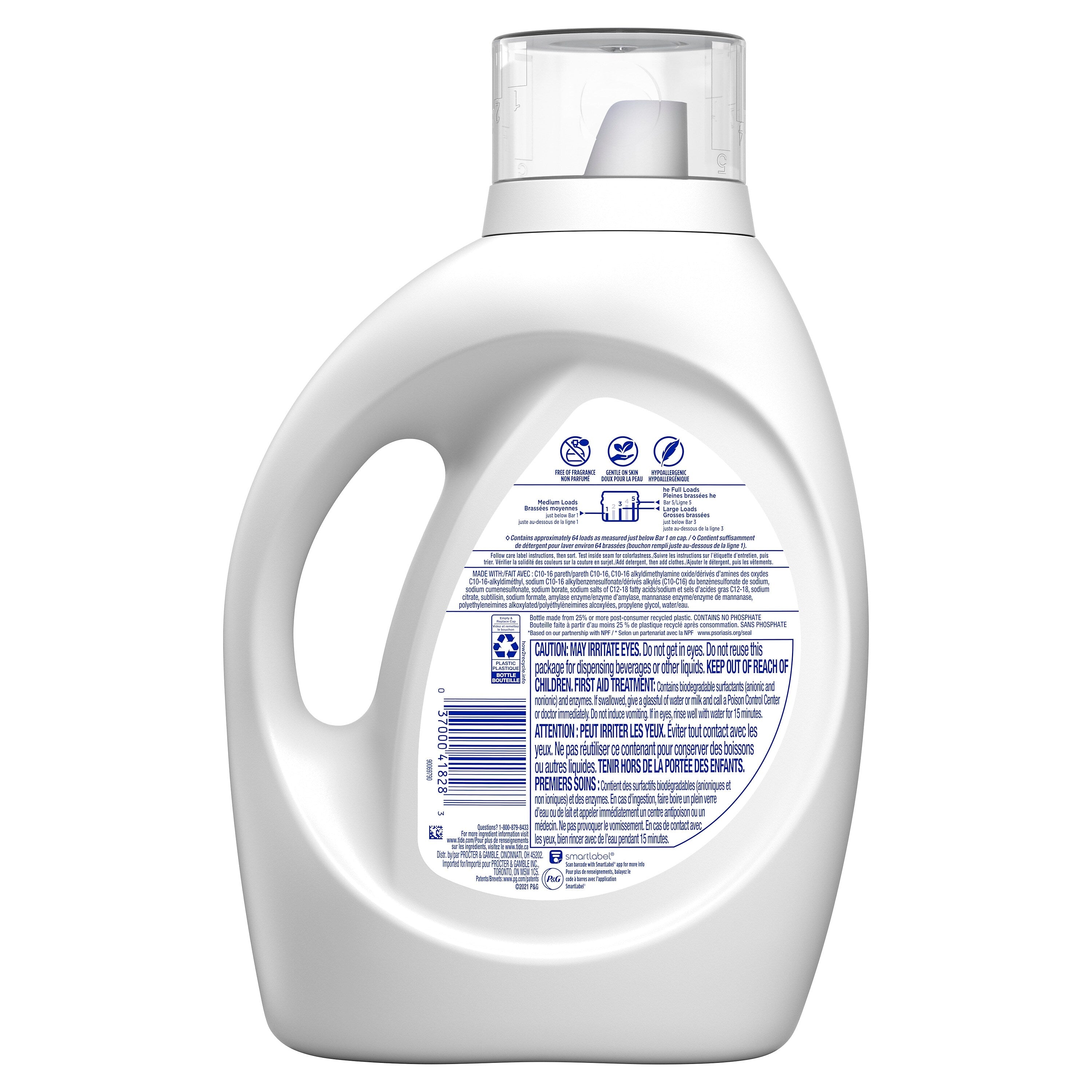 Tide Free & Gentle HE Liquid Laundry Detergent, 64 Loads, 92 oz.
