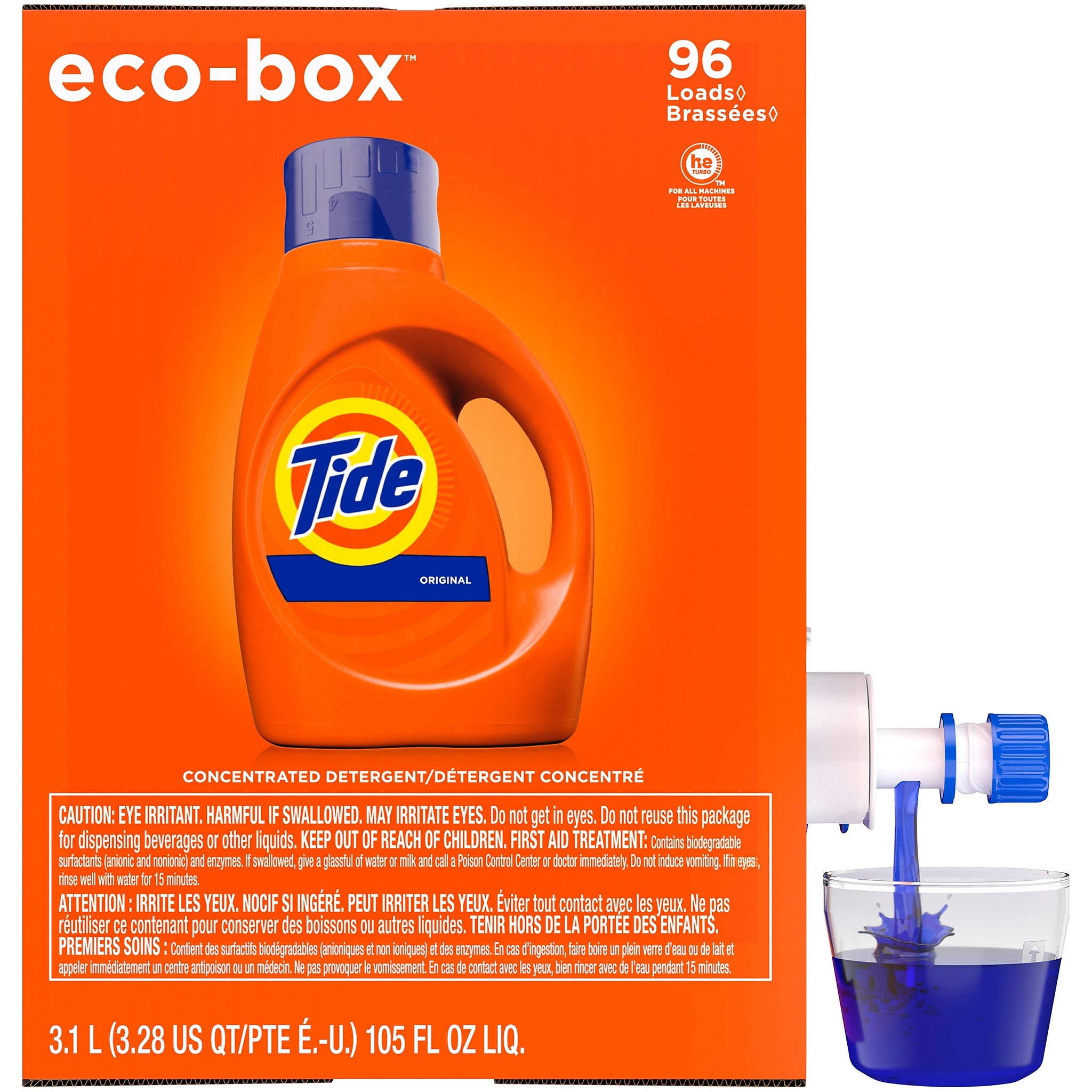 Tide HE Liquid Laundry Detergent, 96 Loads, 105 oz.