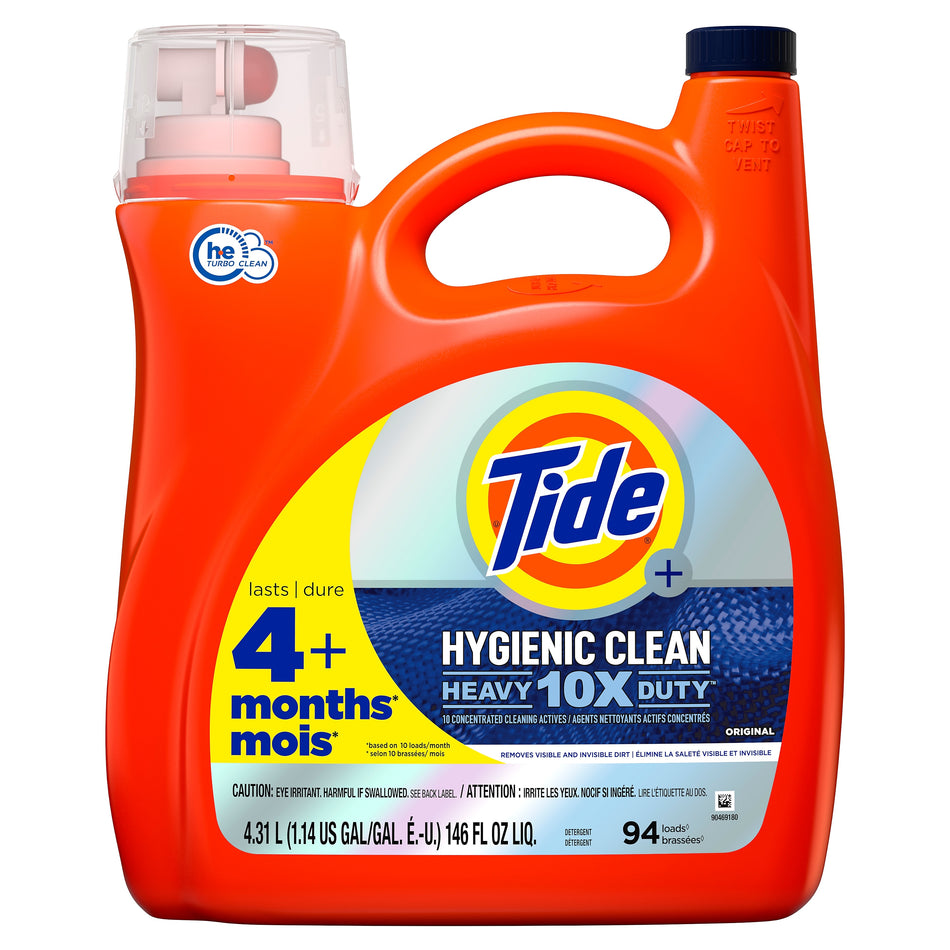 Tide Hygienic Clean HE Liquid Laundry Detergent, Original Scent, 94 Loads, 146 oz.