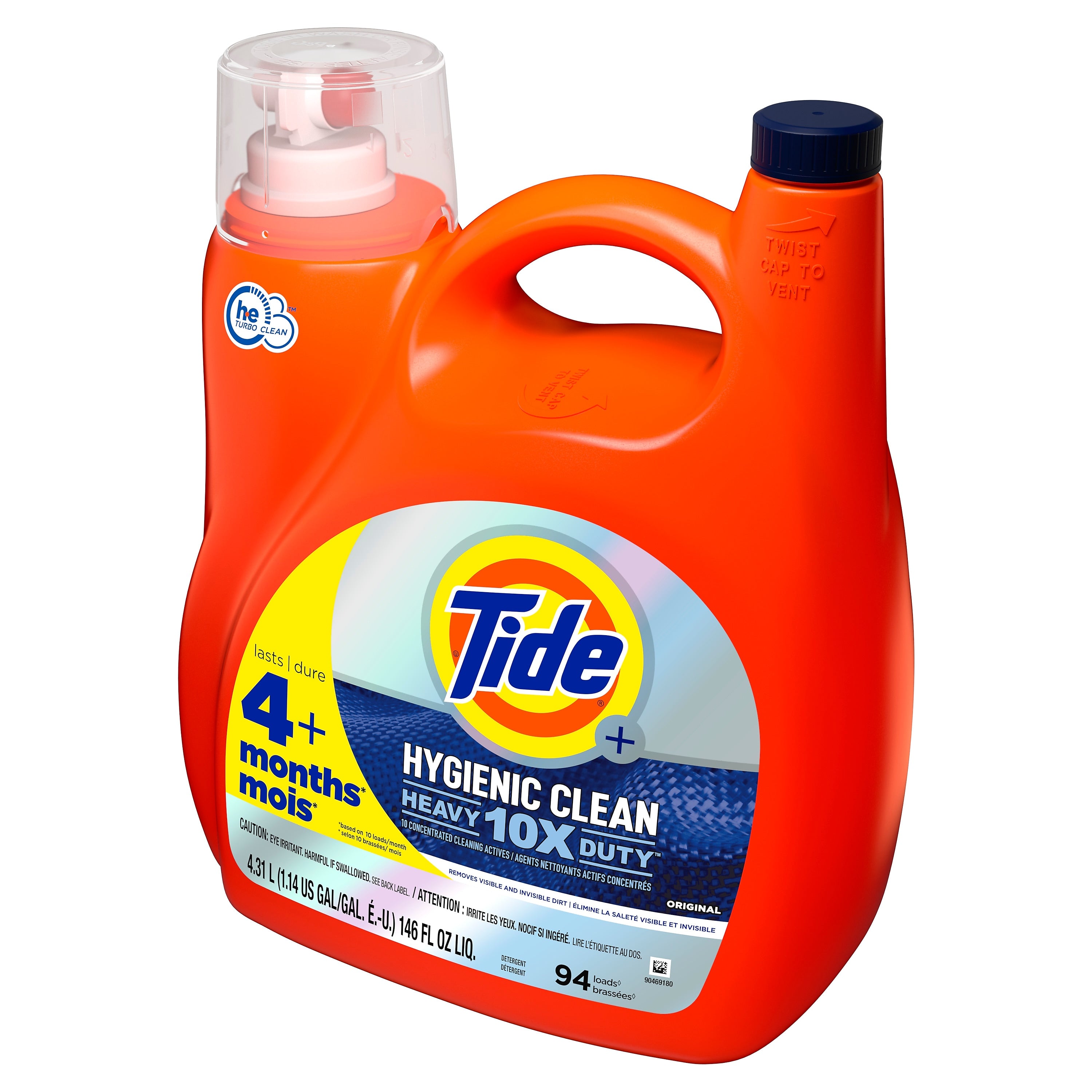 Tide Hygienic Clean HE Liquid Laundry Detergent, Original Scent, 94 Loads, 146 oz.