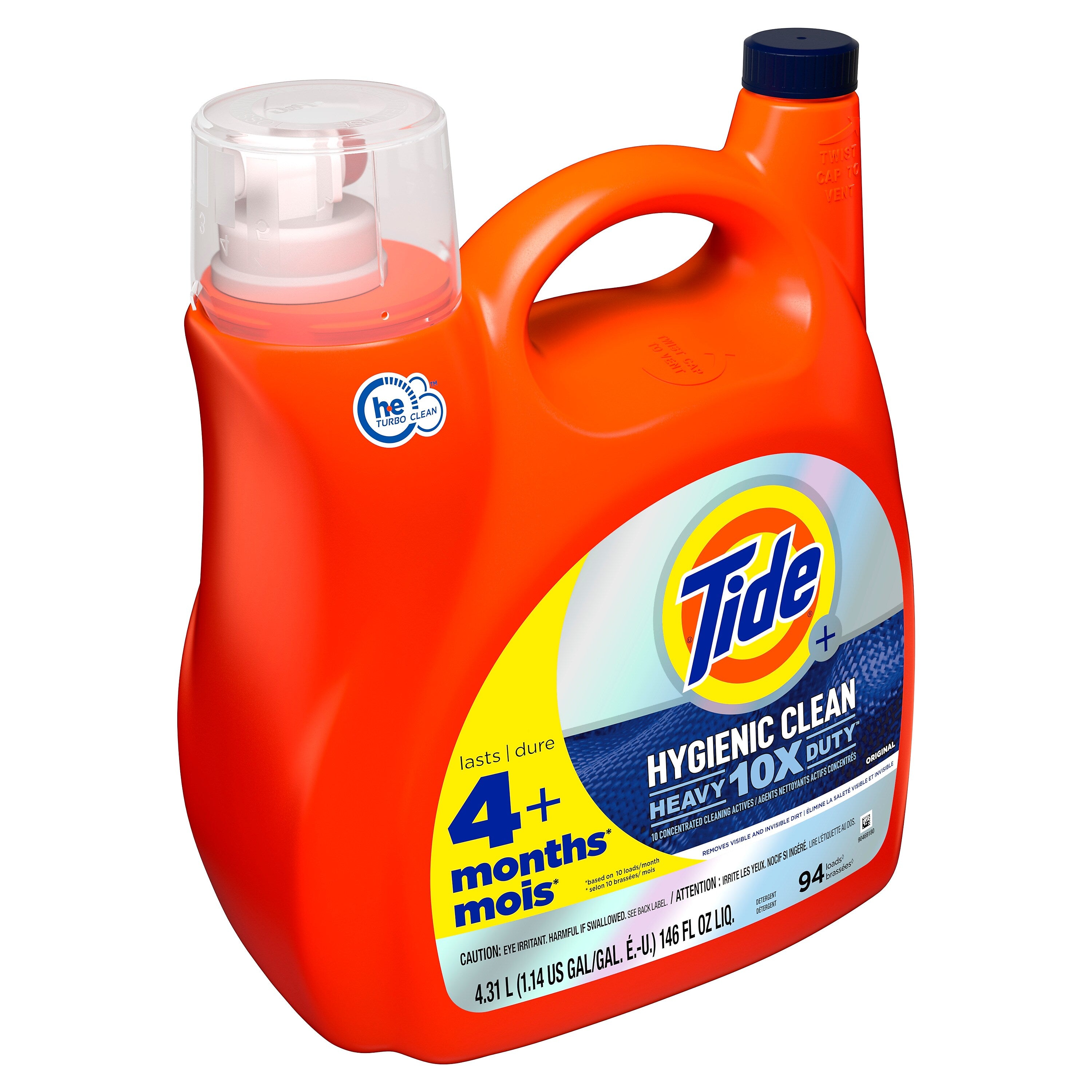 Tide Hygienic Clean HE Liquid Laundry Detergent, Original Scent, 94 Loads, 146 oz.