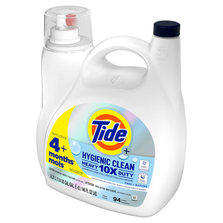 Tide Hygienic Clean HE Liquid Laundry Detergent, Unscented, 94 loads, 146 oz.