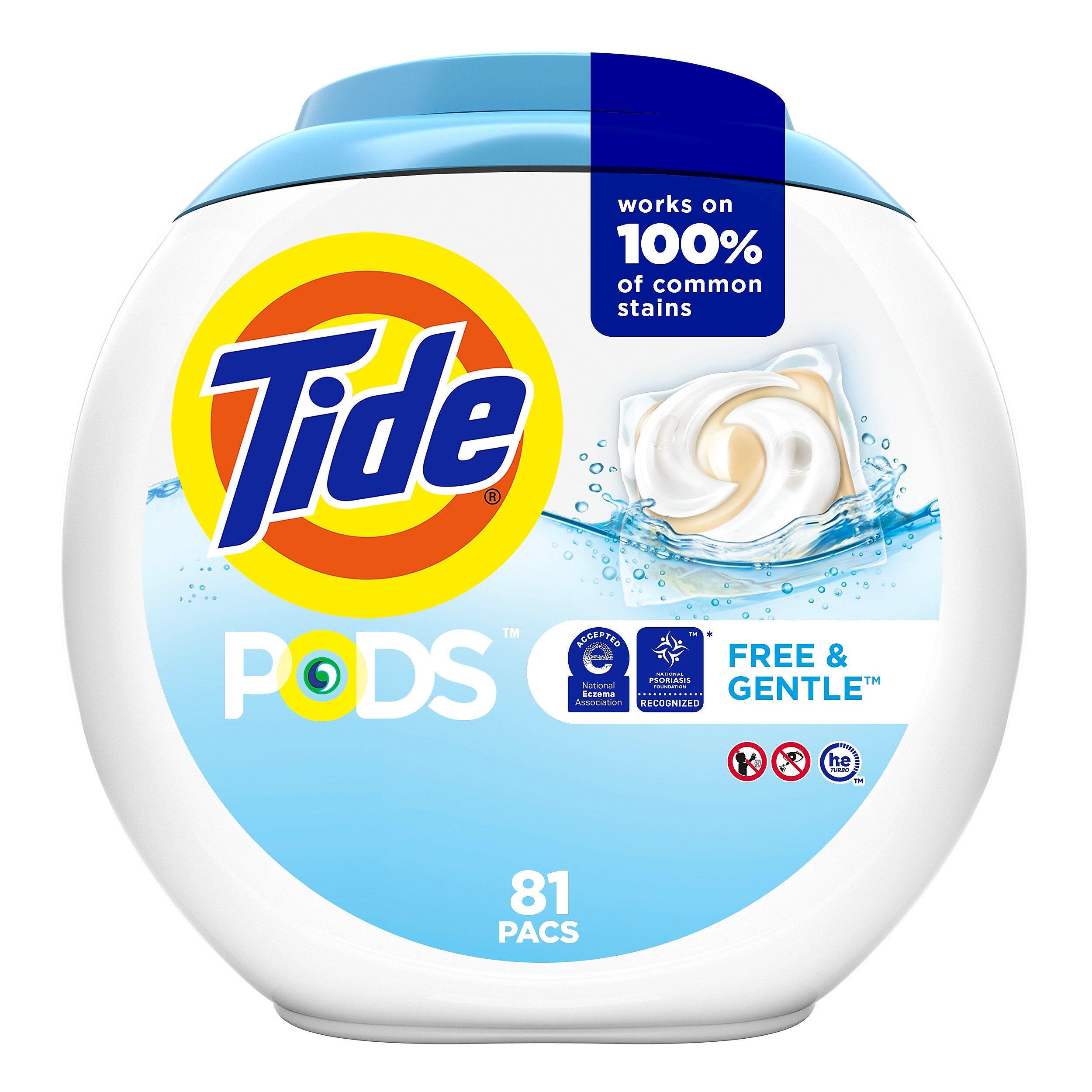 Tide PODS Free & Gentle Laundry Detergent Capsules, 58 oz., 81 Capsules