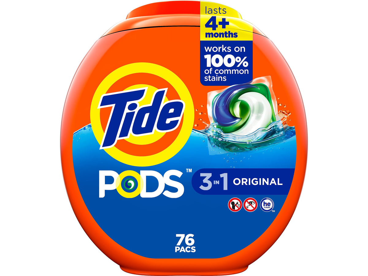 Tide PODS HE Laundry Detergent Capsules, Coldwater Clean Original, 66 Oz., 76/Pack