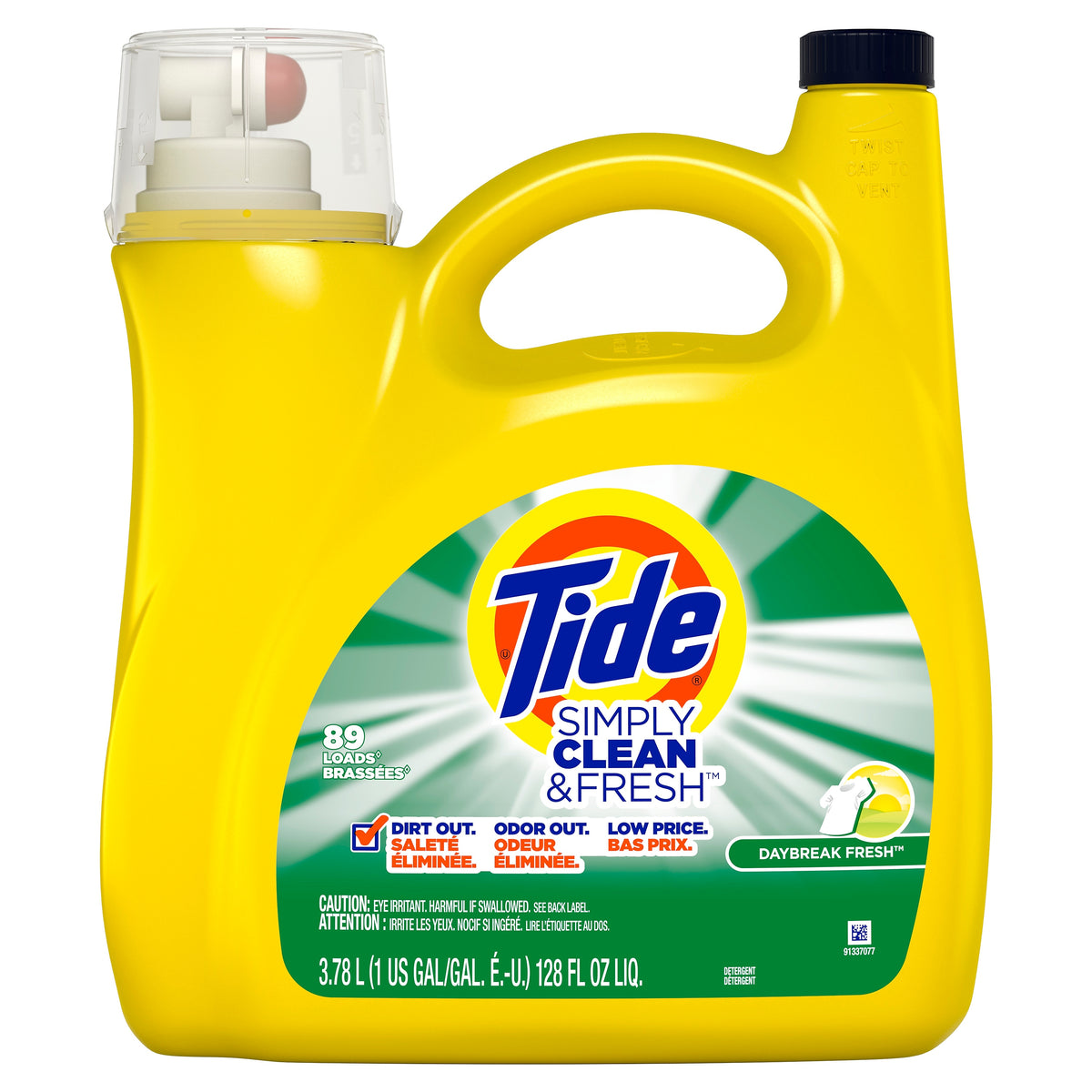 Tide Simply Clean & Fresh Liquid Laundry Detergent, Daybreak Fresh, 89 Loads, 128 fl. oz.