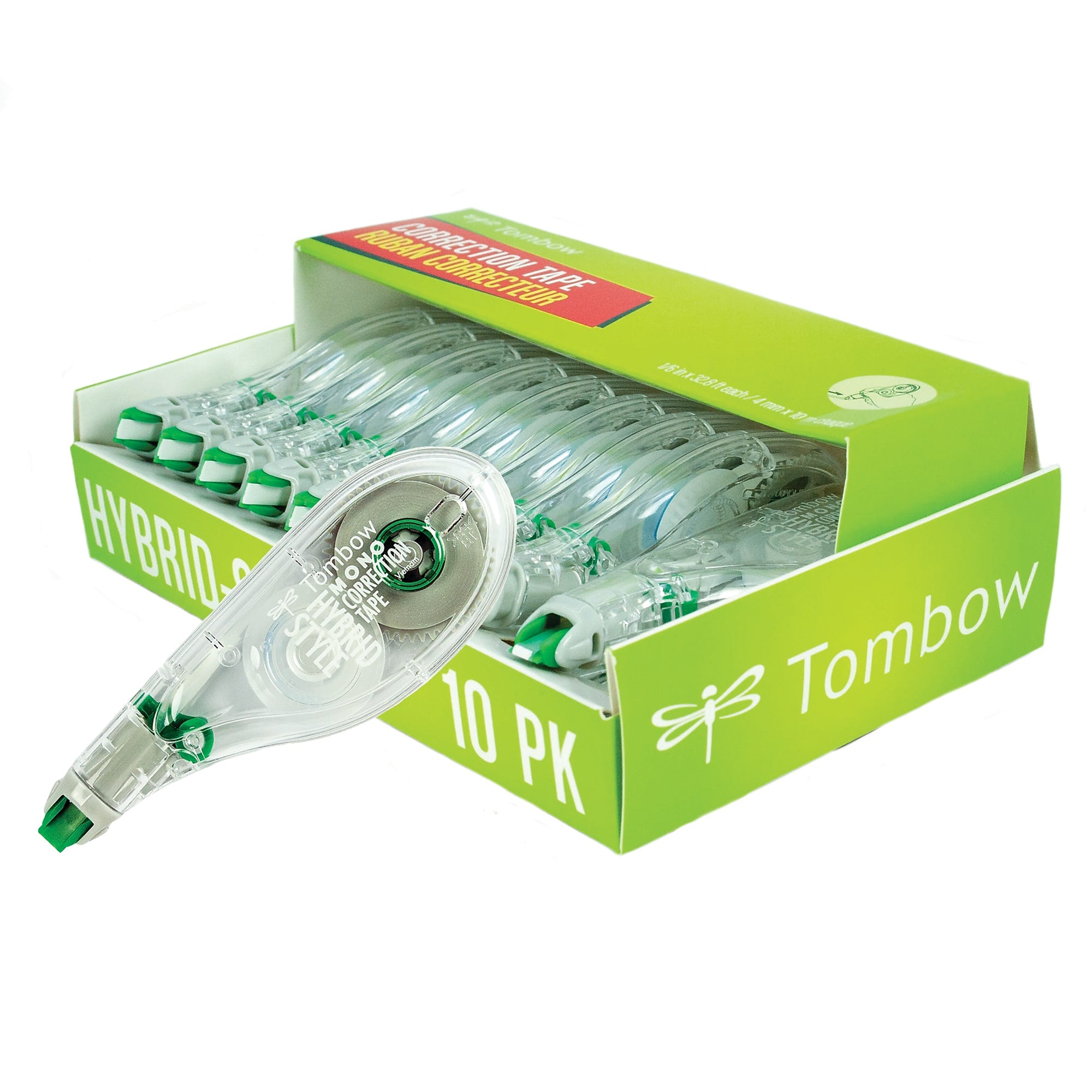 Tombow MONO Hybrid Style Correction Tape, White, 10/Pack