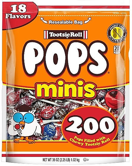 Tootsie Roll Pops Miniature Lollipops, Assorted Flavors, 36 oz., 200 Pieces