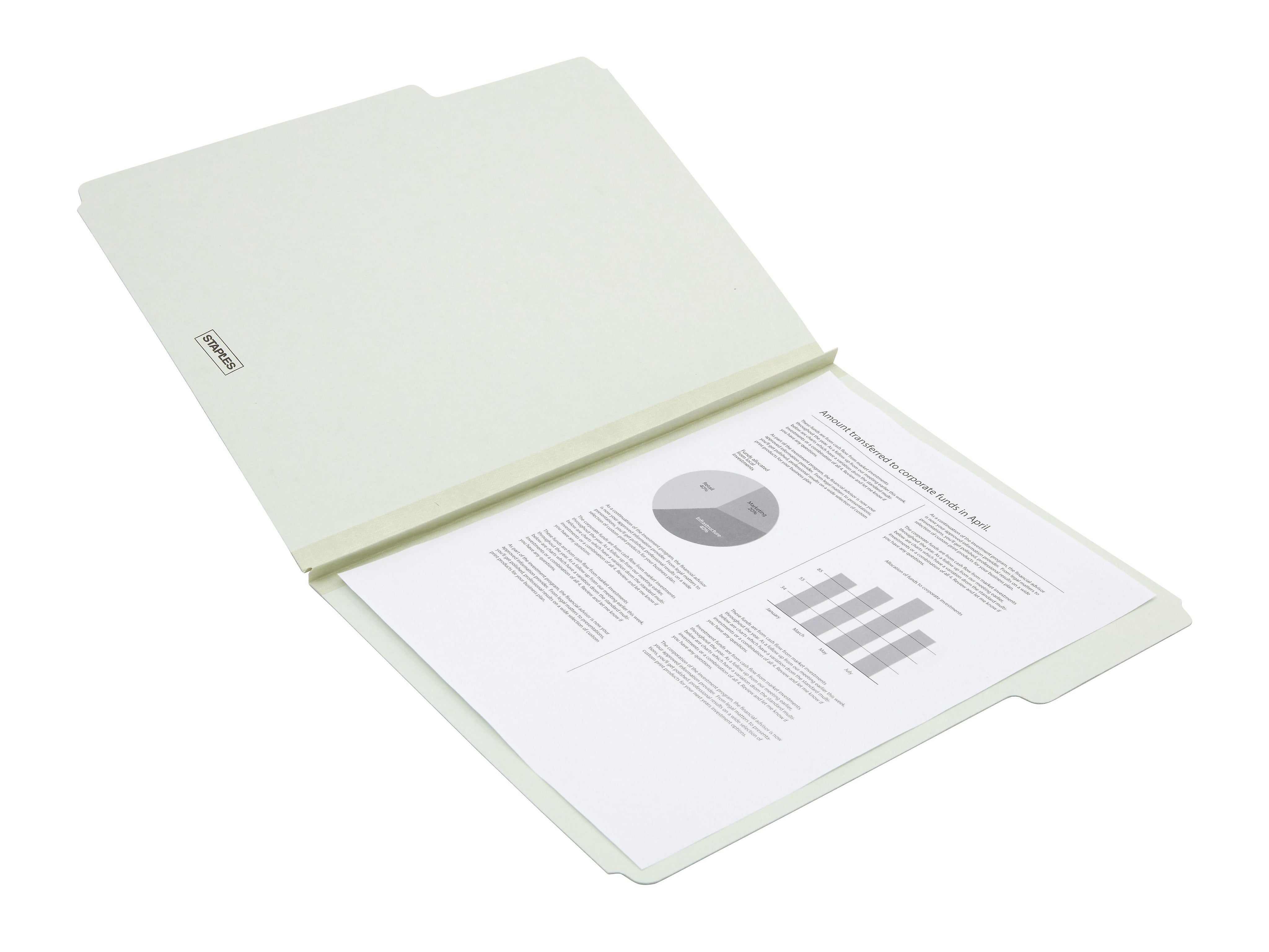 Top Tab Pressboard File Folders, Letter Size, Light Green