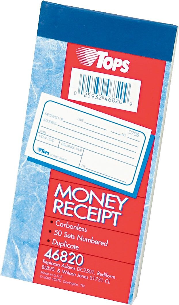 TOPS 2-Part Money/Rent Receipt Book, 5.37