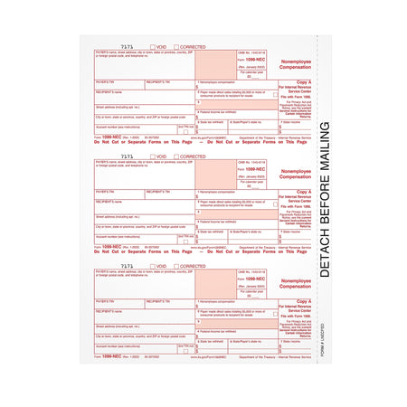 TOPS 2023 1099-NEC Tax Form, 1-Part, Copy A, 50/Pack