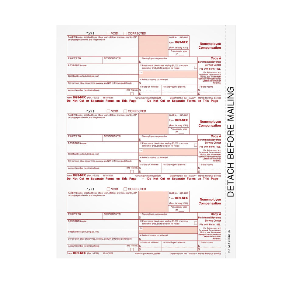 TOPS 2023 1099-NEC Tax Form, 1-Part, Copy A, 50/Pack