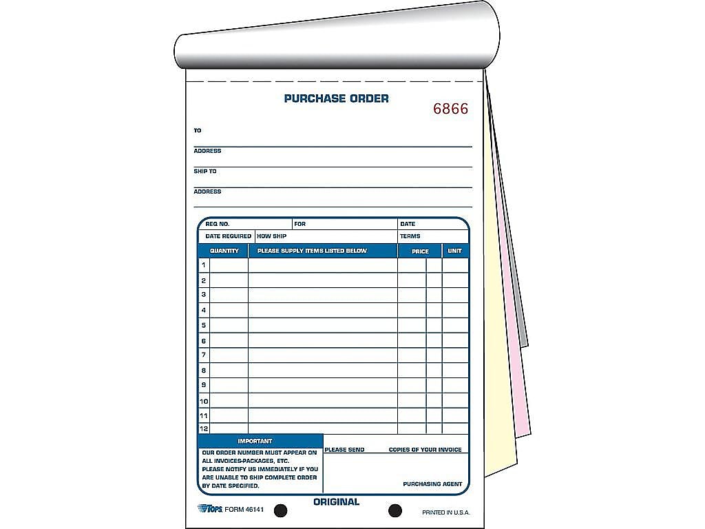 TOPS 3-Part Carbonless Purchase Requisitions, 5.56