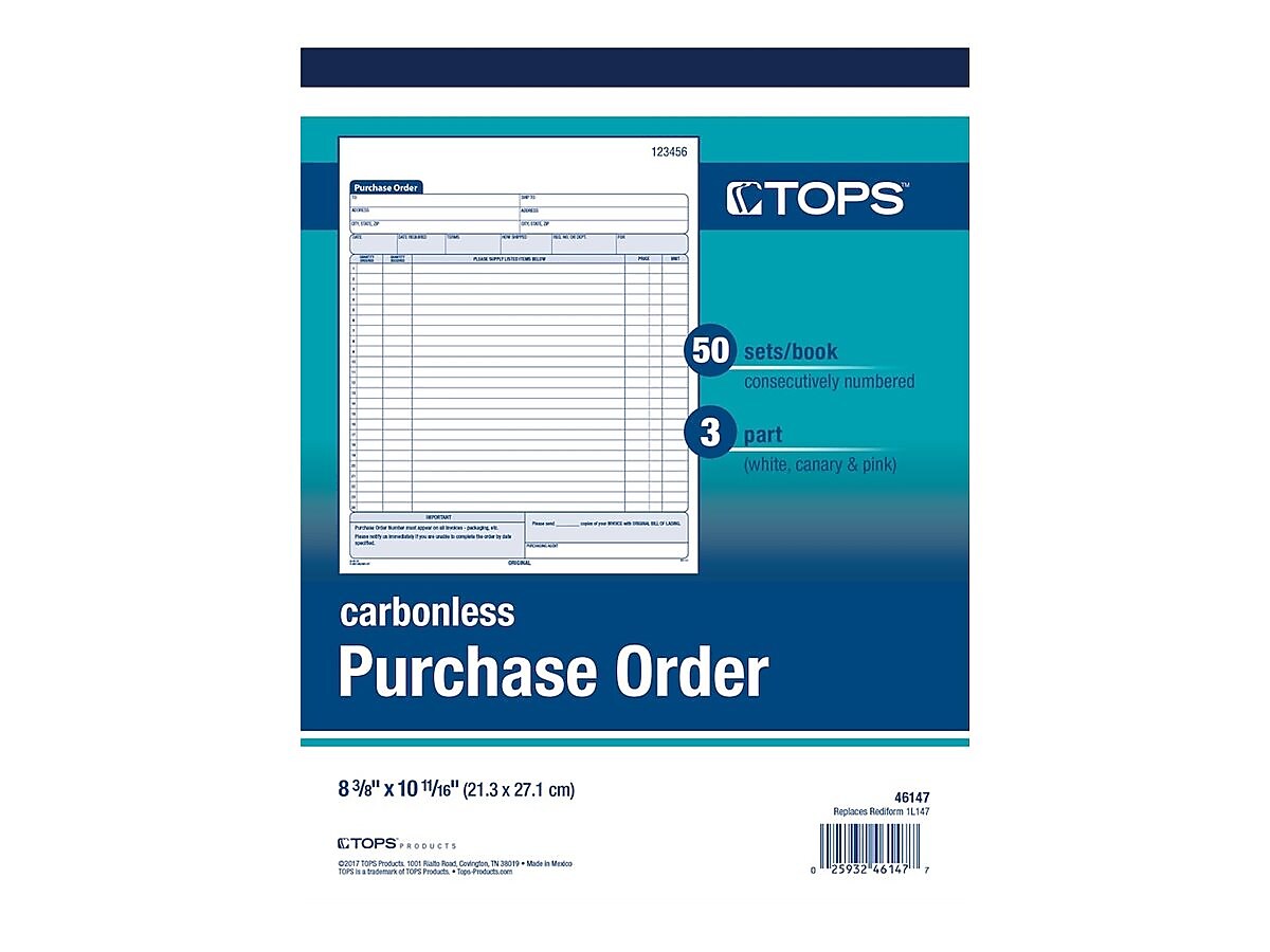 TOPS 3-Part Carbonless Purchase Requisitions, 8.38