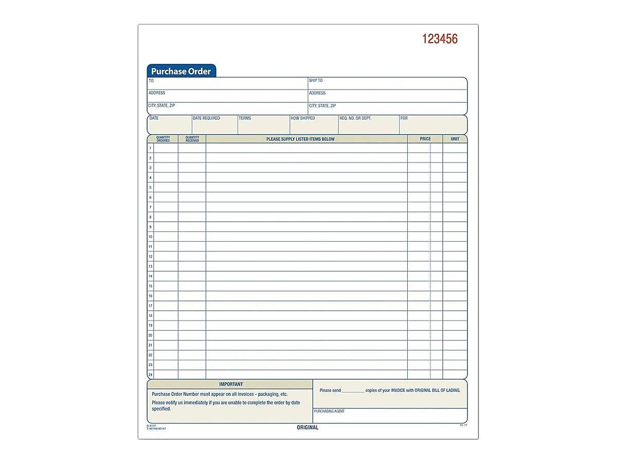 TOPS 3-Part Carbonless Purchase Requisitions, 8.38