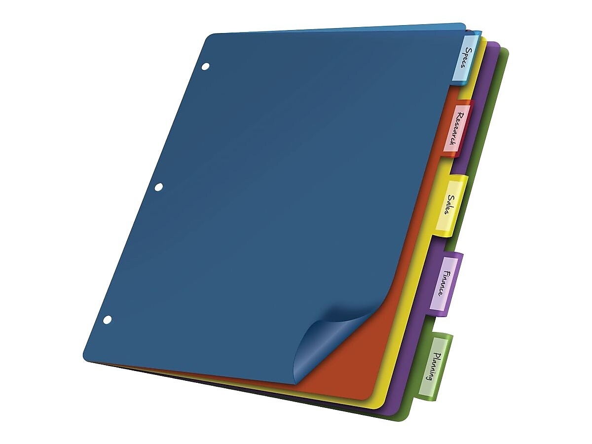 TOPS Cardinal 5 Tab Dividers, Assorted, Set