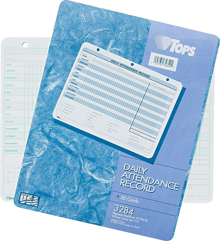 TOPS® Daily Attendance Record, Ruled, 1-Part, White, 11