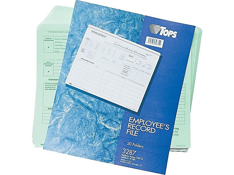 TOPS Employee Record File Straight Cut, 20/Pack