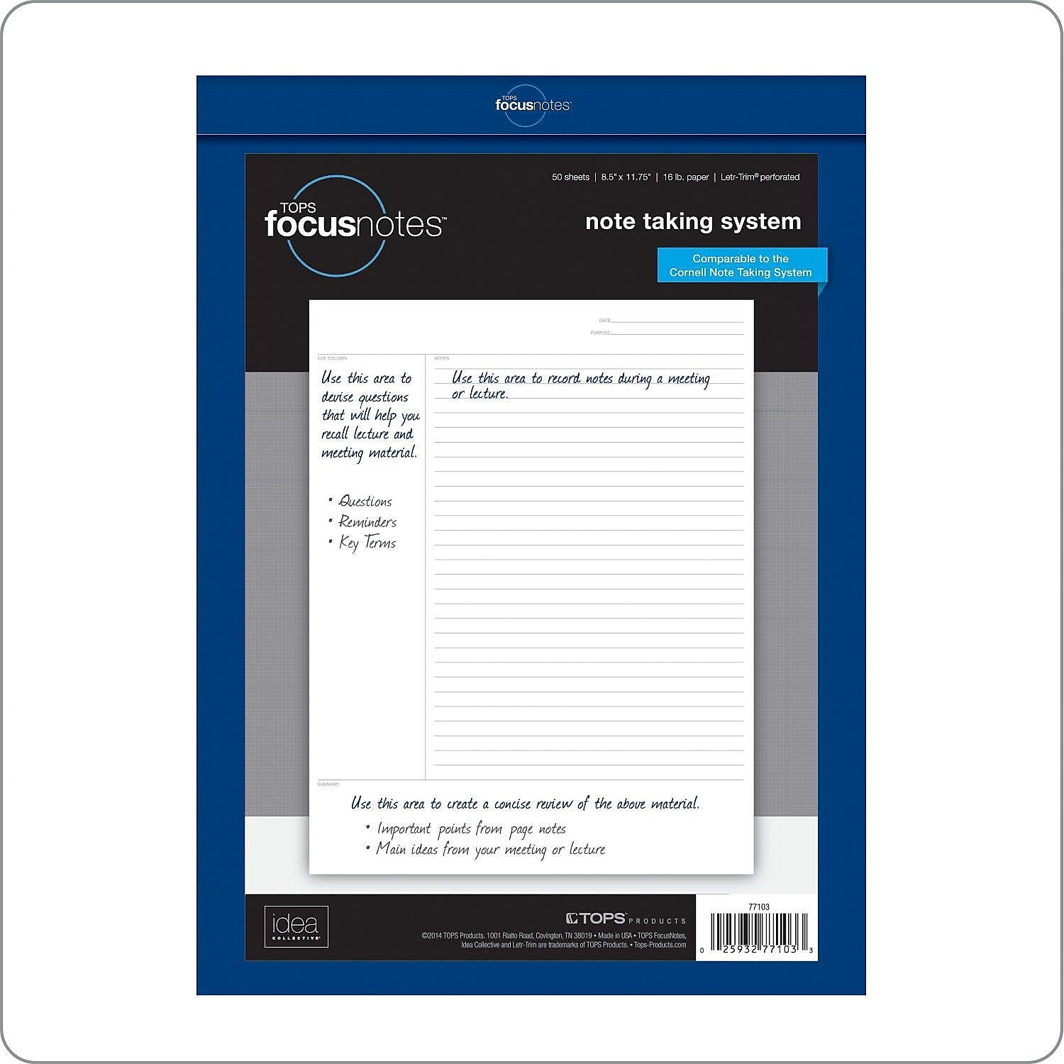 TOPS FocusNotes Notepad, 8.5