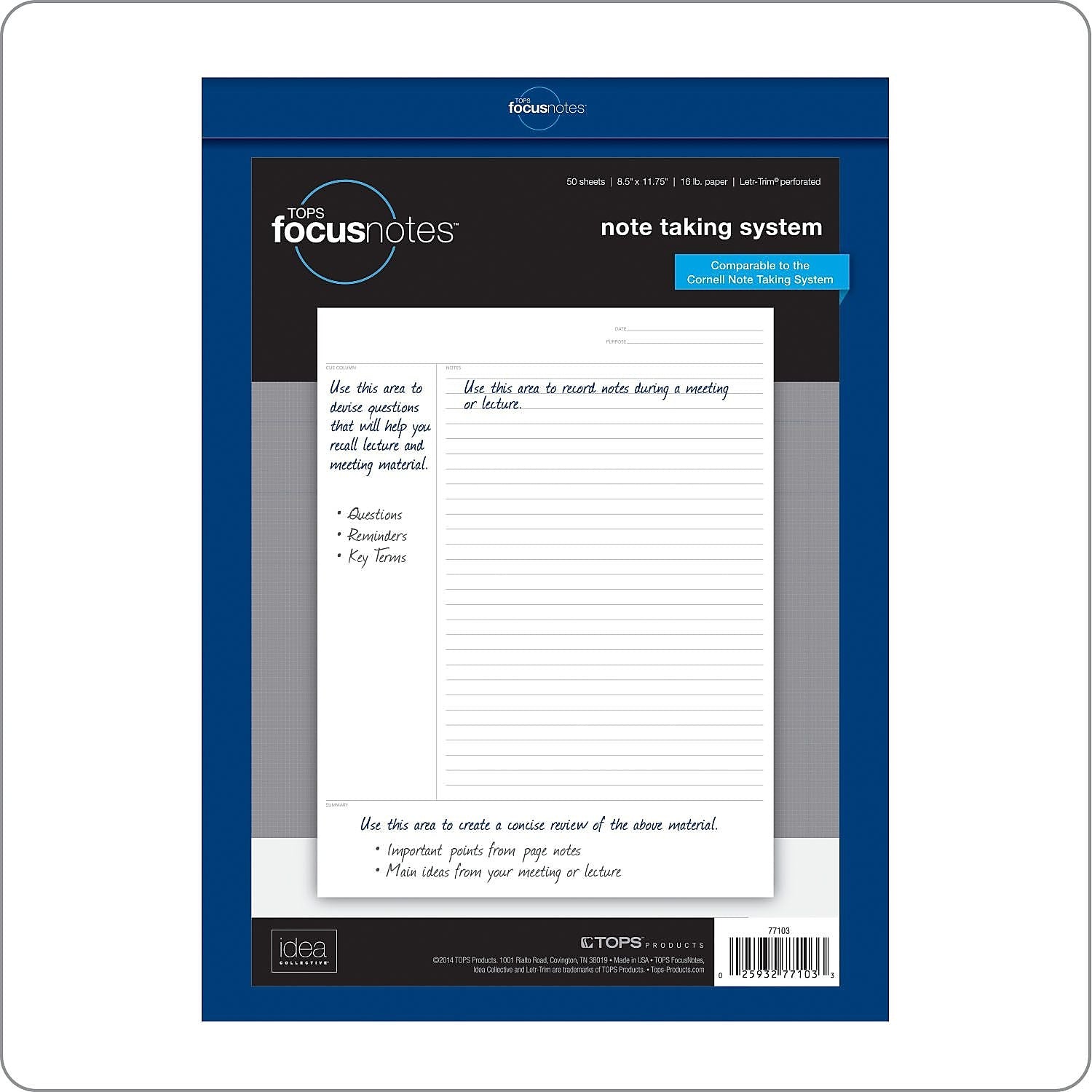 TOPS FocusNotes Notepad, 8.5