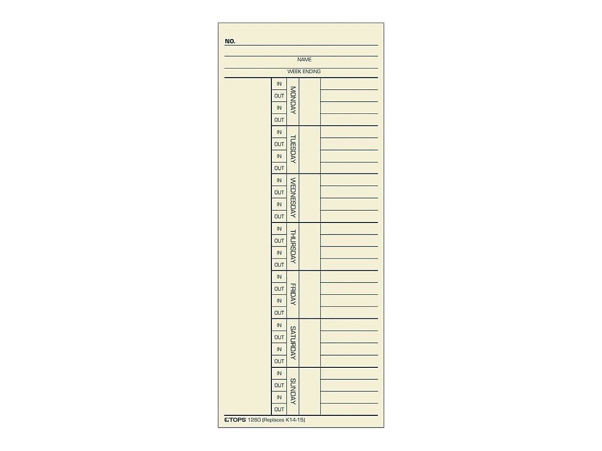TOPS Time Cards, 100/Pack
