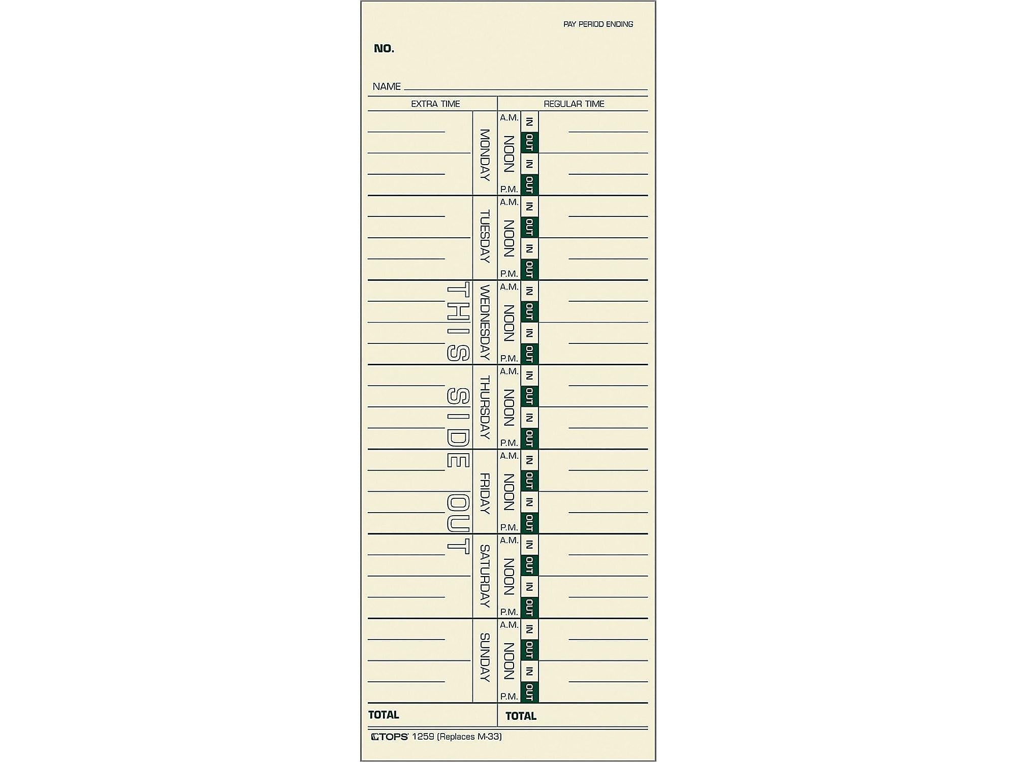 TOPS Time Cards, 500/Box