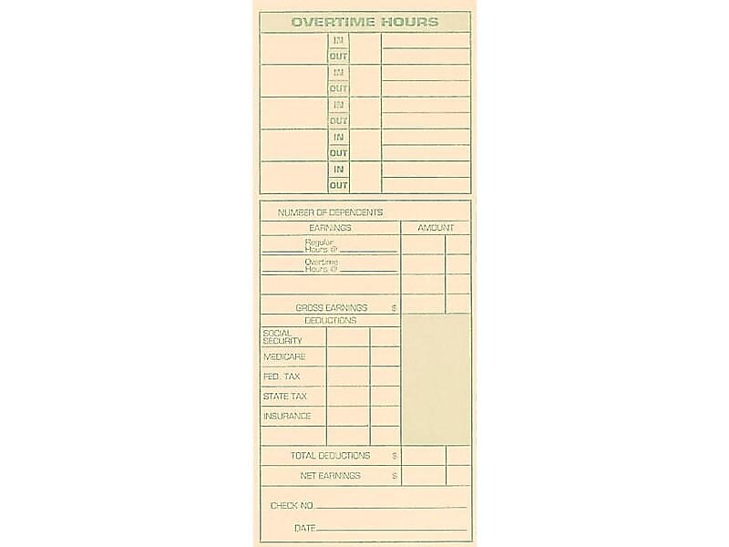 TOPS Time Cards for Pyramid 1000 Time Clock, 500/Box