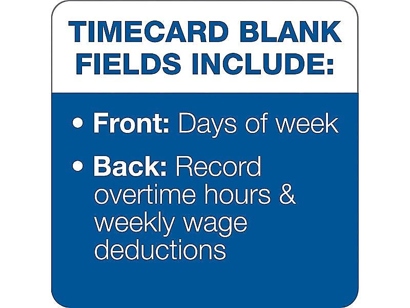 TOPS Time Cards for Pyramid 1000 Time Clock, 500/Box