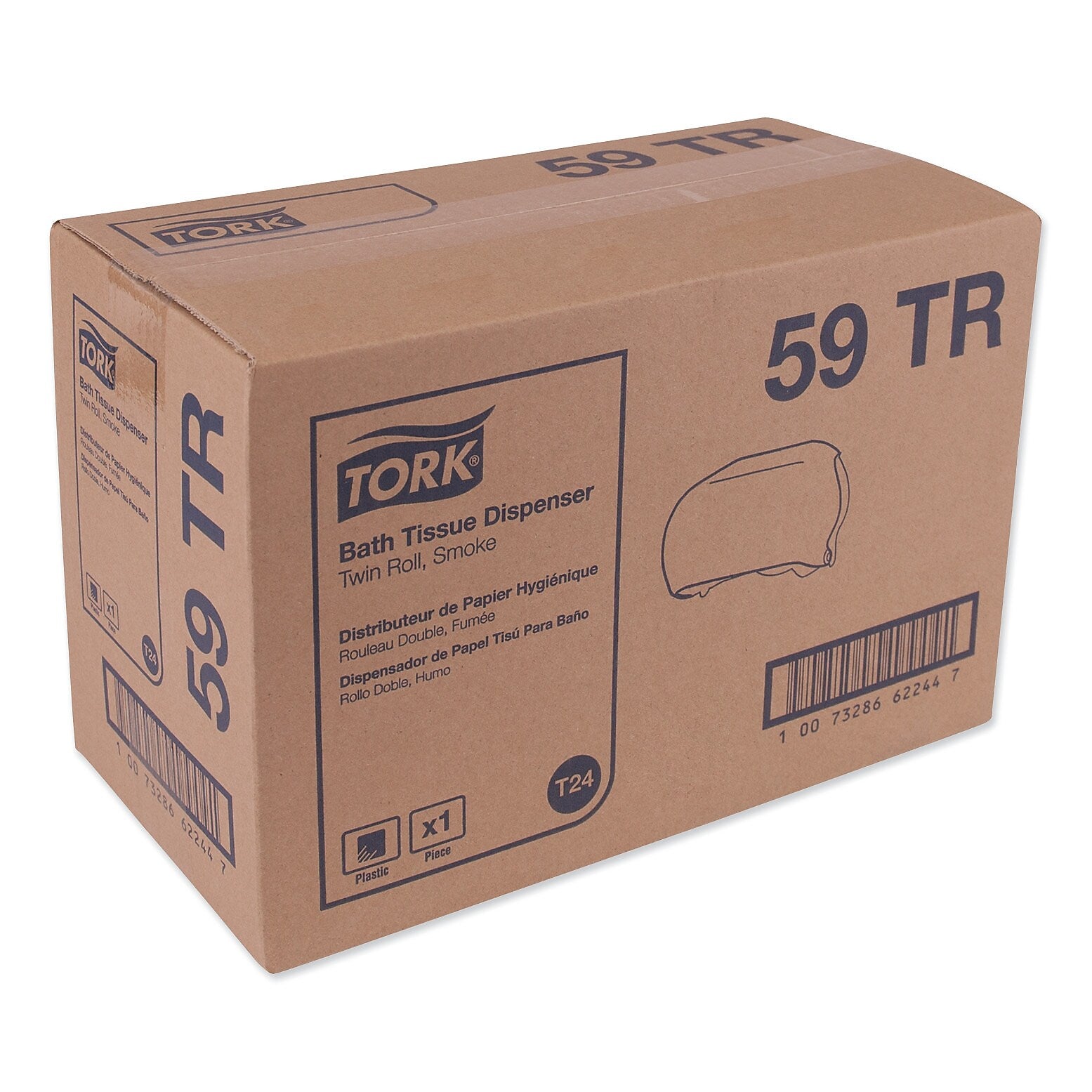 Tork Twin Standard Roll Bath Tissue Dispenser,12.75 x 5.57 x 8.25, Smoke