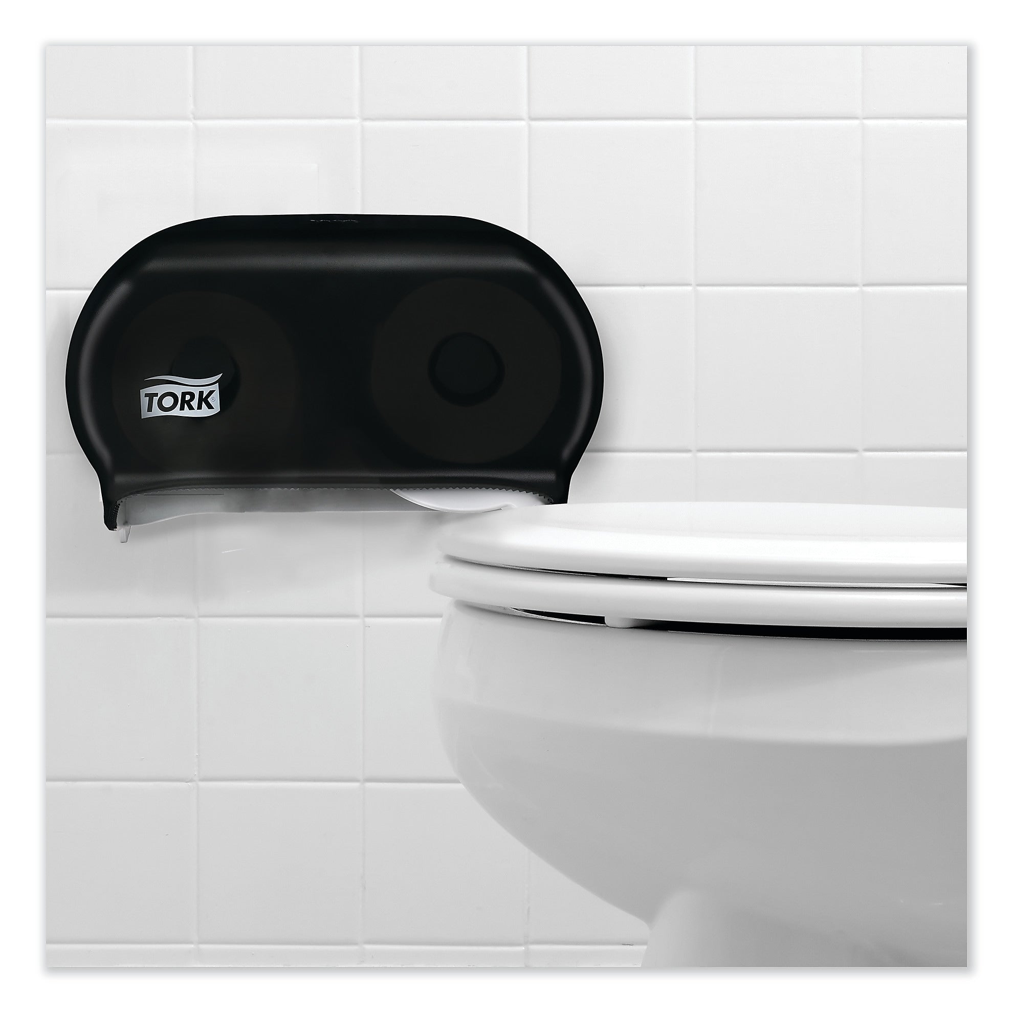 Tork Twin Standard Roll Bath Tissue Dispenser,12.75 x 5.57 x 8.25, Smoke