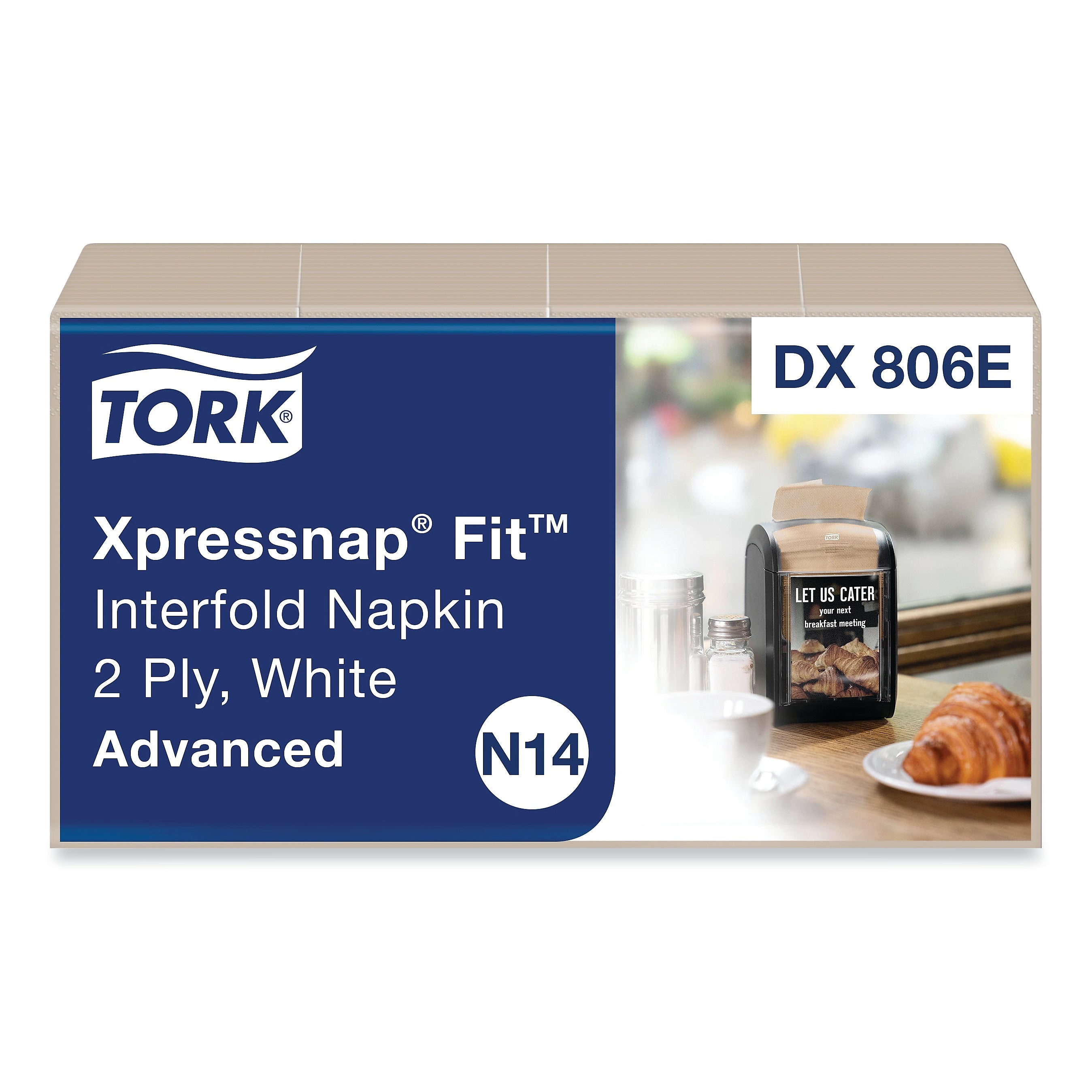 Tork Xpressnap Fit Dispenser Napkin, 2-Ply, Natural, 120 Napkins/Pack, 36 Packs/CT
