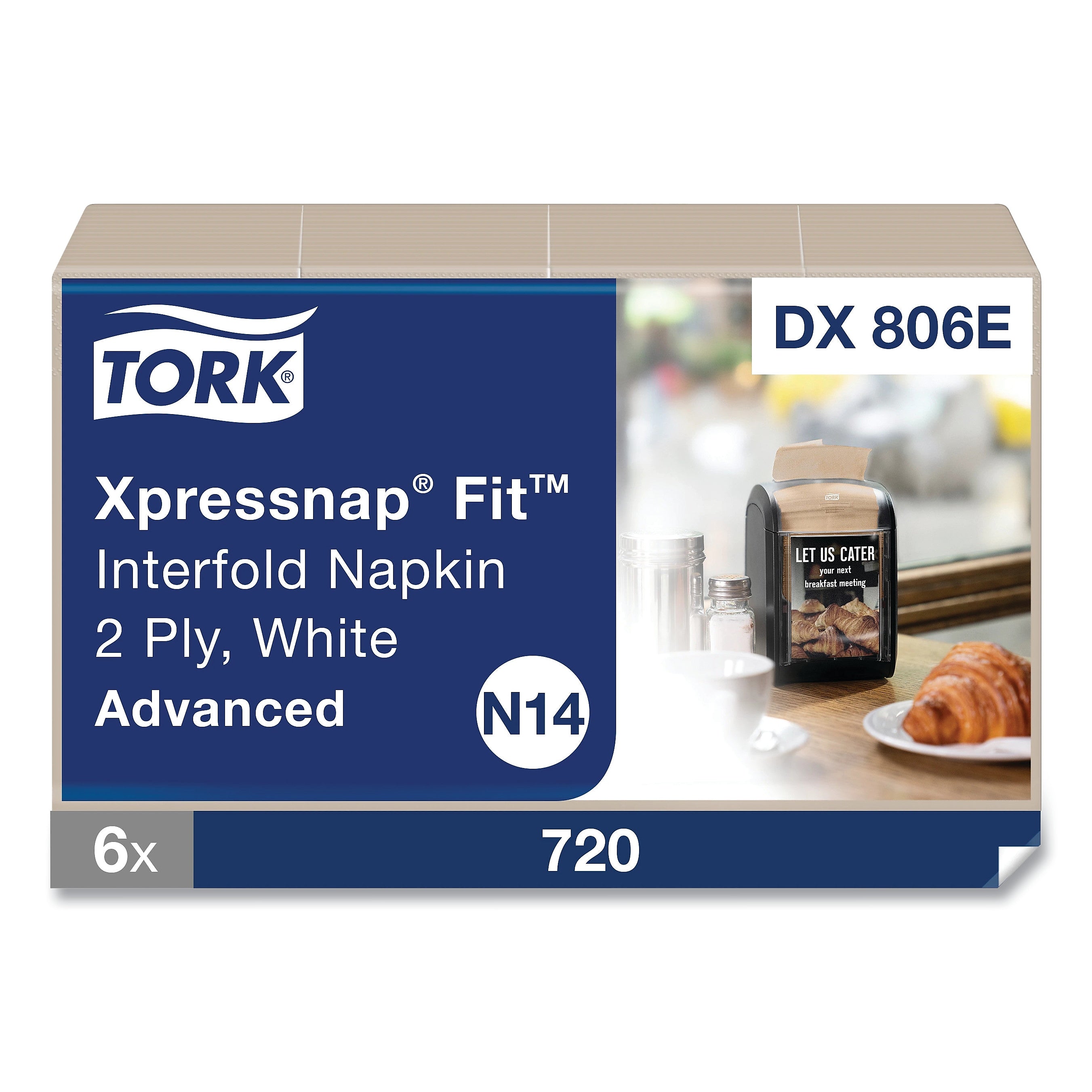 Tork Xpressnap Fit Dispenser Napkin, 2-Ply, Natural, 120 Napkins/Pack, 36 Packs/CT