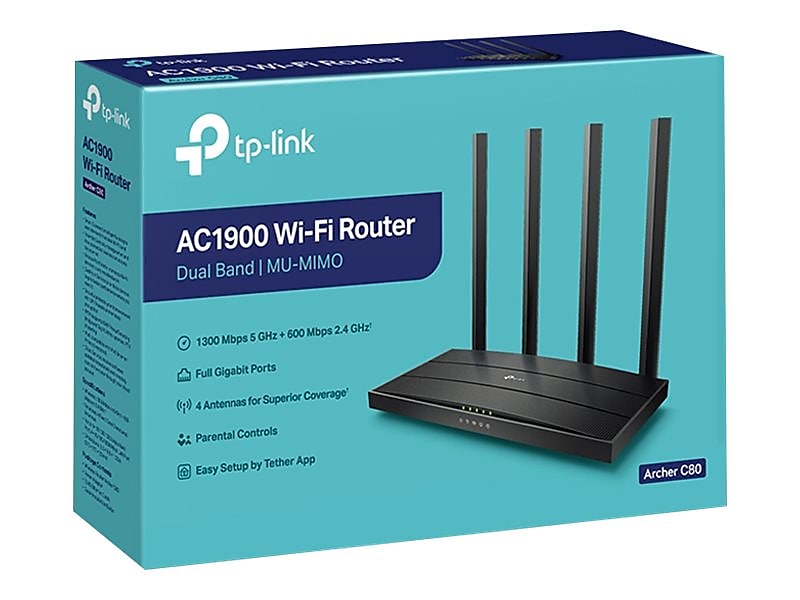 TP-LINK Archer C80 AC1900 Dual Band MU-MIMO Gaming Router, Black