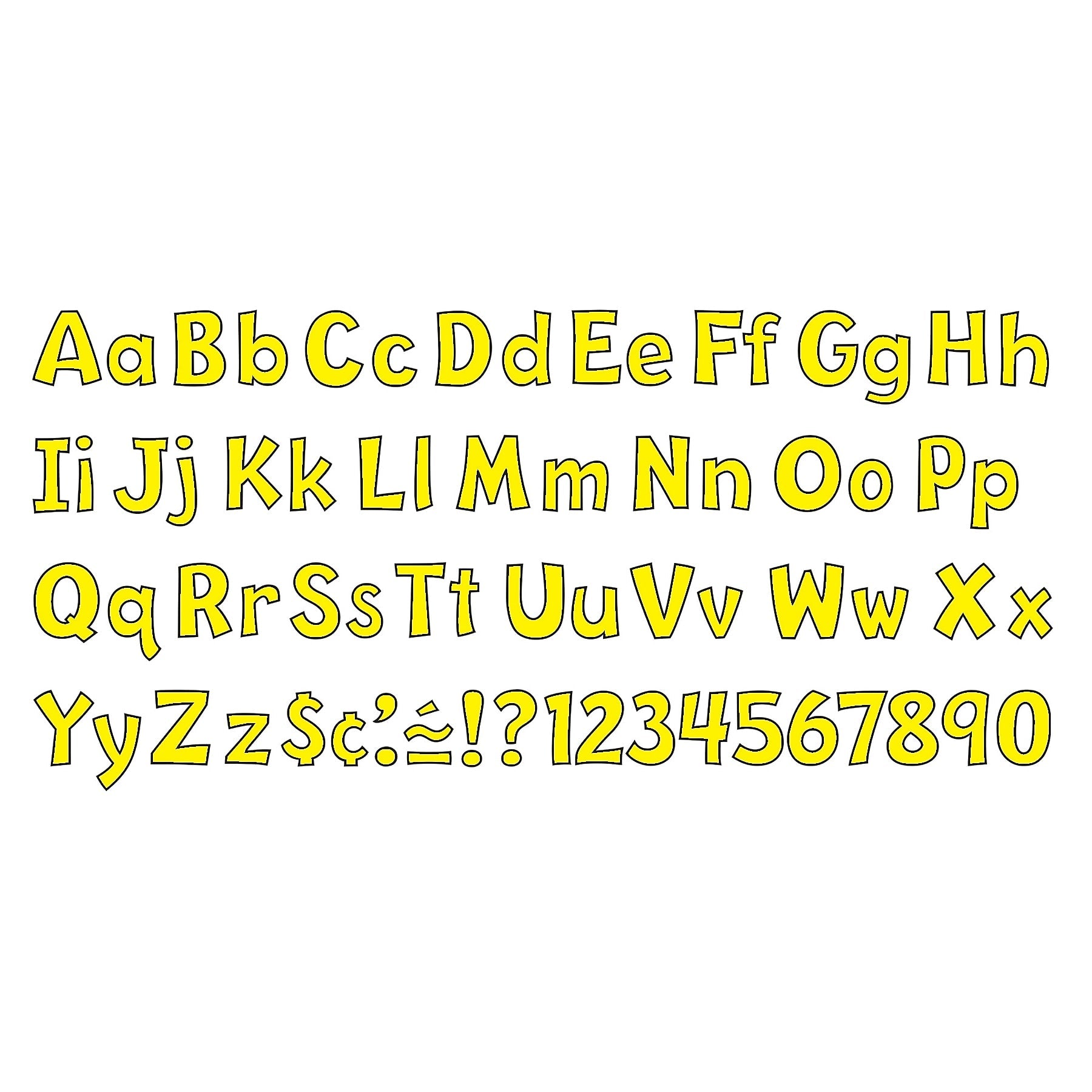 TREND 4" Playful Uppercase/Lowercase Combo Pack  Ready Letters, Yellow, 216/Pack, 3 Packs