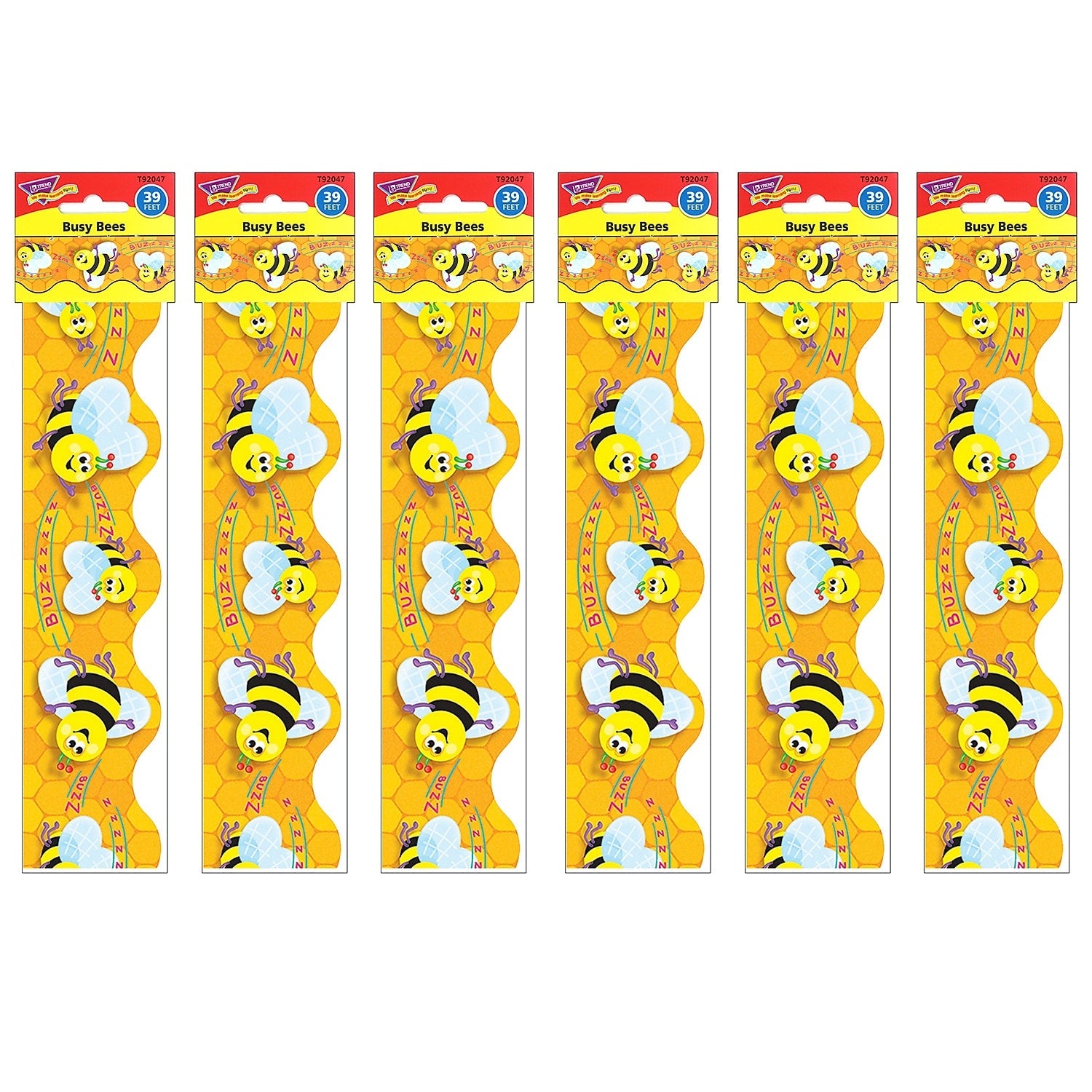 TREND Busy Bees Terrific Trimmers, 39 Feet Per Pack, 6 Packs