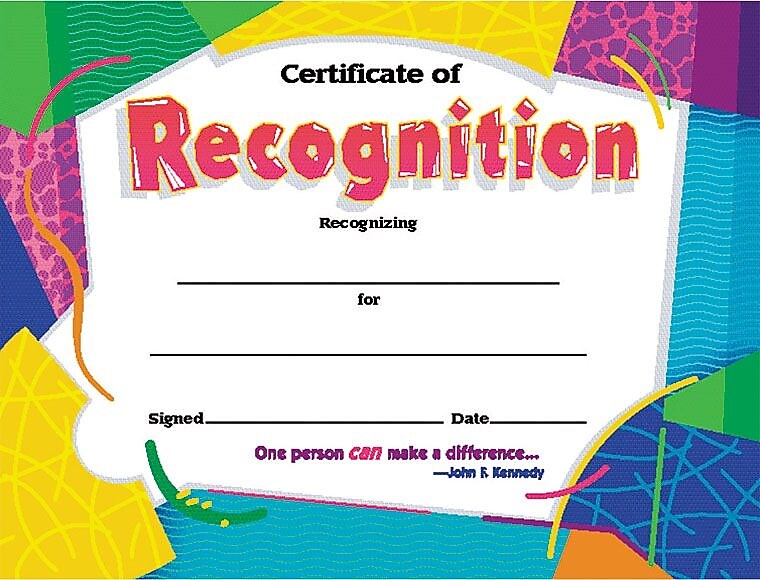 Trend Enterprises© Certificate of Recognition Award, Assorted Colors, 8 1/2