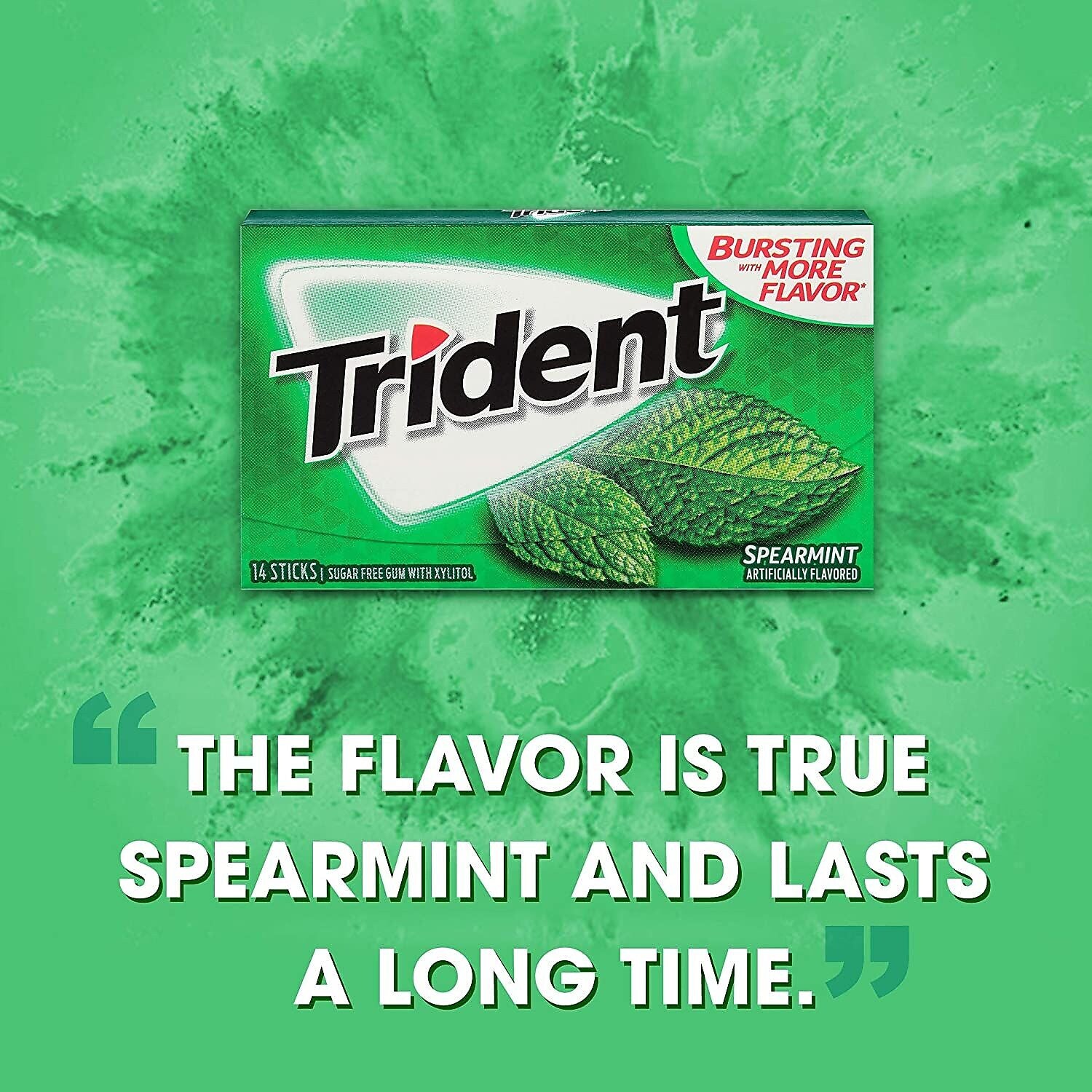 Trident Sugar Free Spearmint Gum, 14 Pieces/Pack, 12/Box