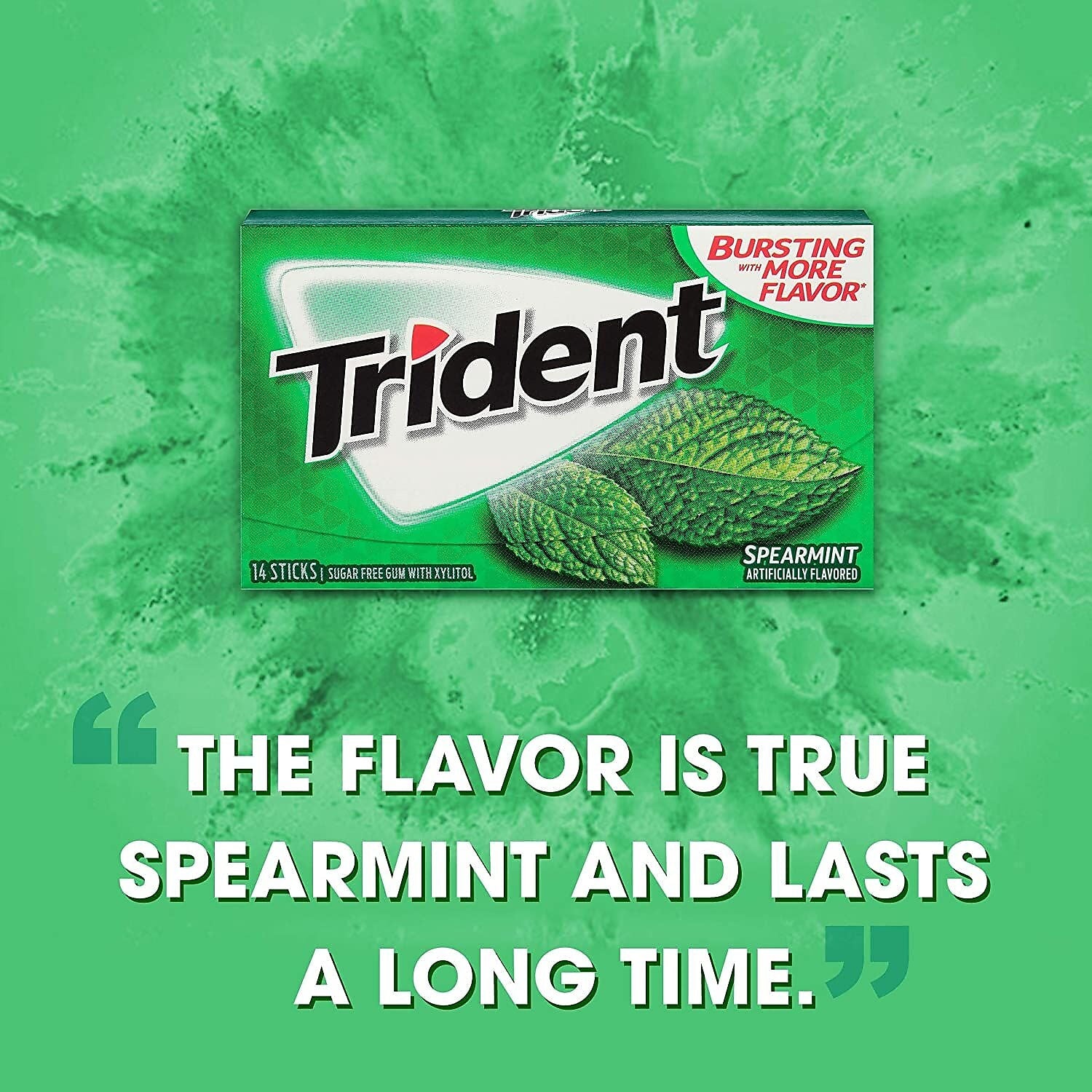 Trident Sugar Free Spearmint Gum, 14 Pieces/Pack, 12/Box