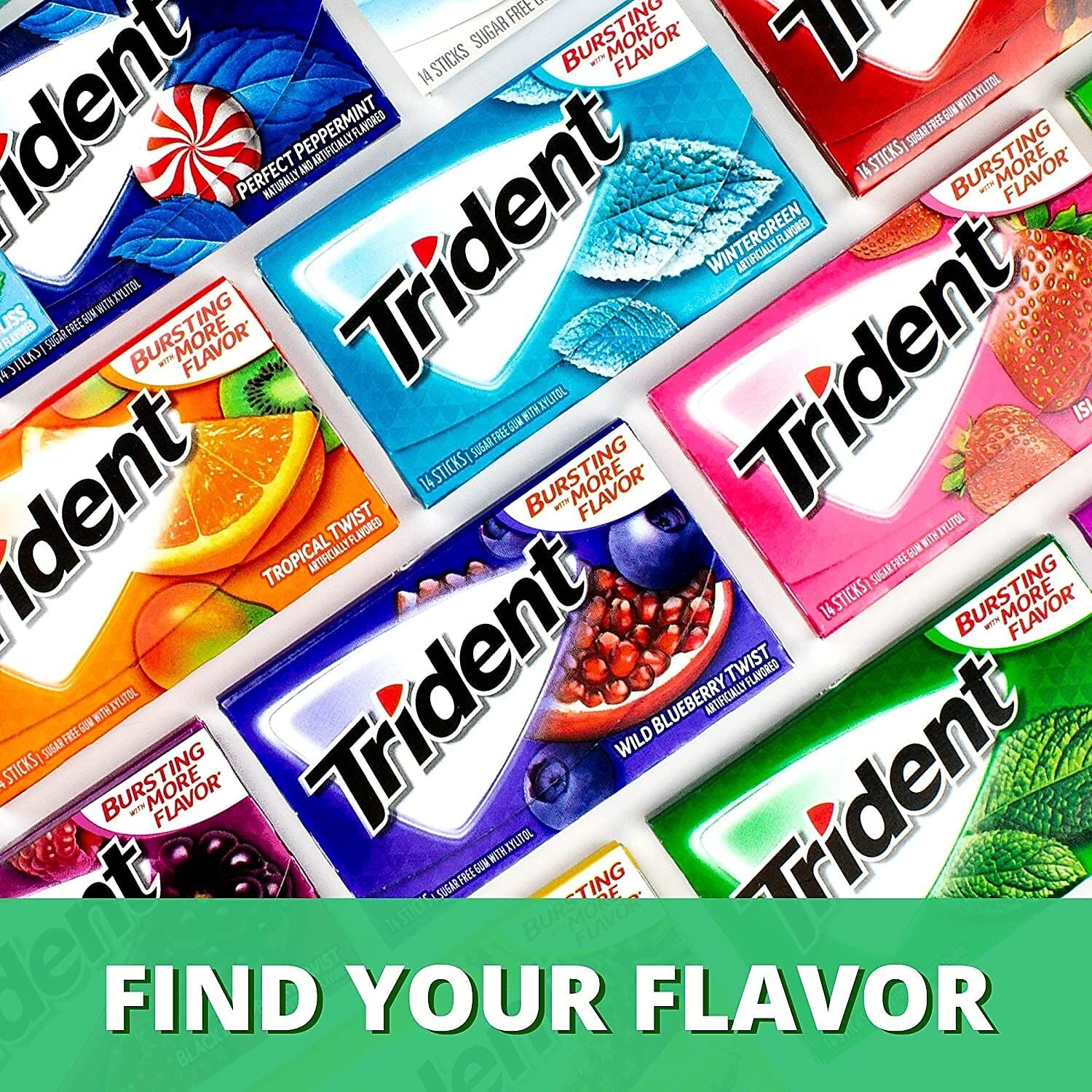 Trident Sugar Free Spearmint Gum, 14 Pieces/Pack, 12/Box