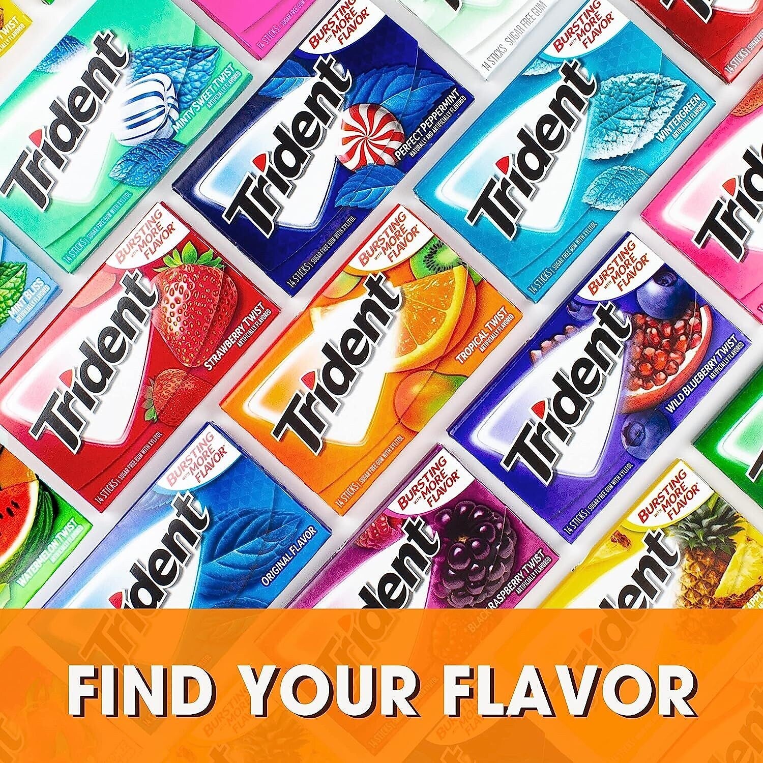 Trident Sugar Free Tropical Twist Gum, 14 Pieces/Pack, 12/Box